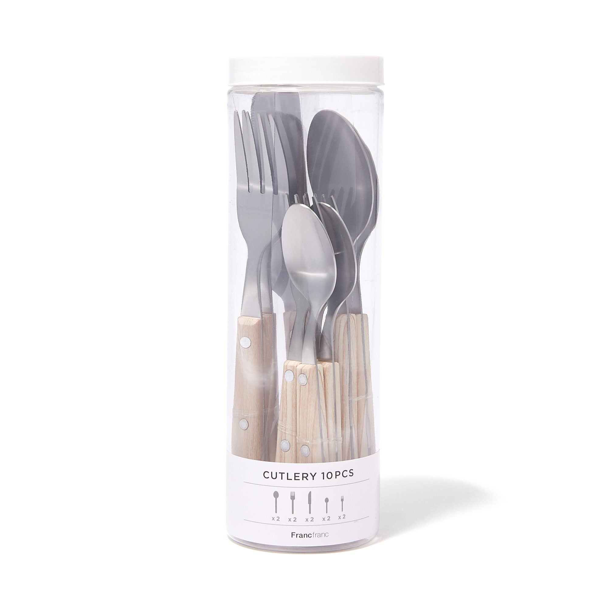 10-Piece Wood Pattern White Cutlery Set - Elegant Flatware for Dining, Parties, and Home Decor