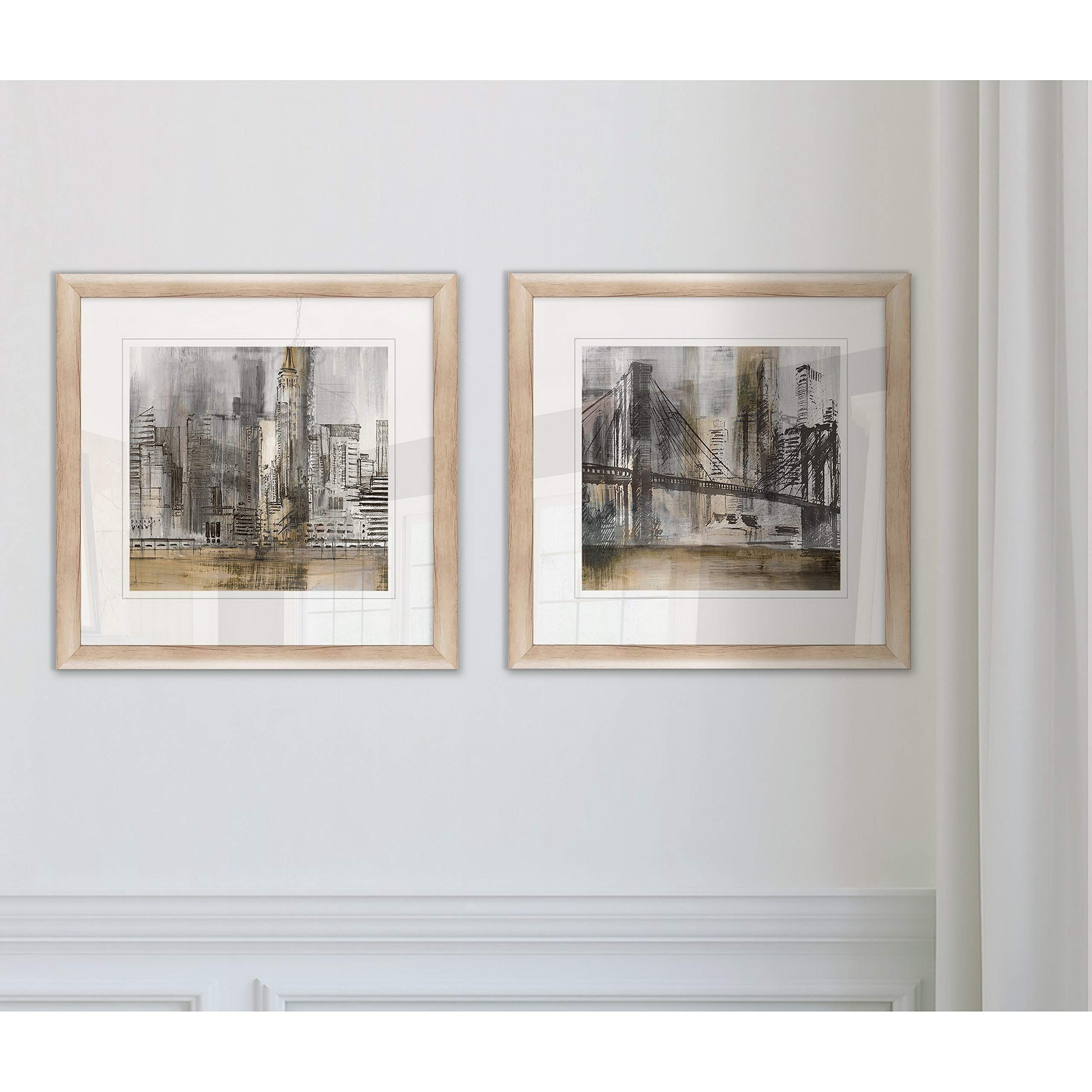 WEXFORD HOME Empire Twilight Framed Wall Art Set - Modern Abstract Canvas Painting for Living Room, Bedroom & Office Decor