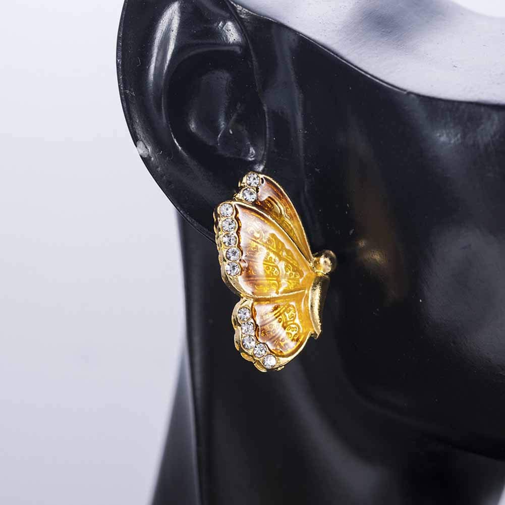 Elegant Rhinestone Butterfly Stud Earrings for Women - Colorful Enamel Charm Jewelry - Perfect for Parties, Weddings & Everyday Wear