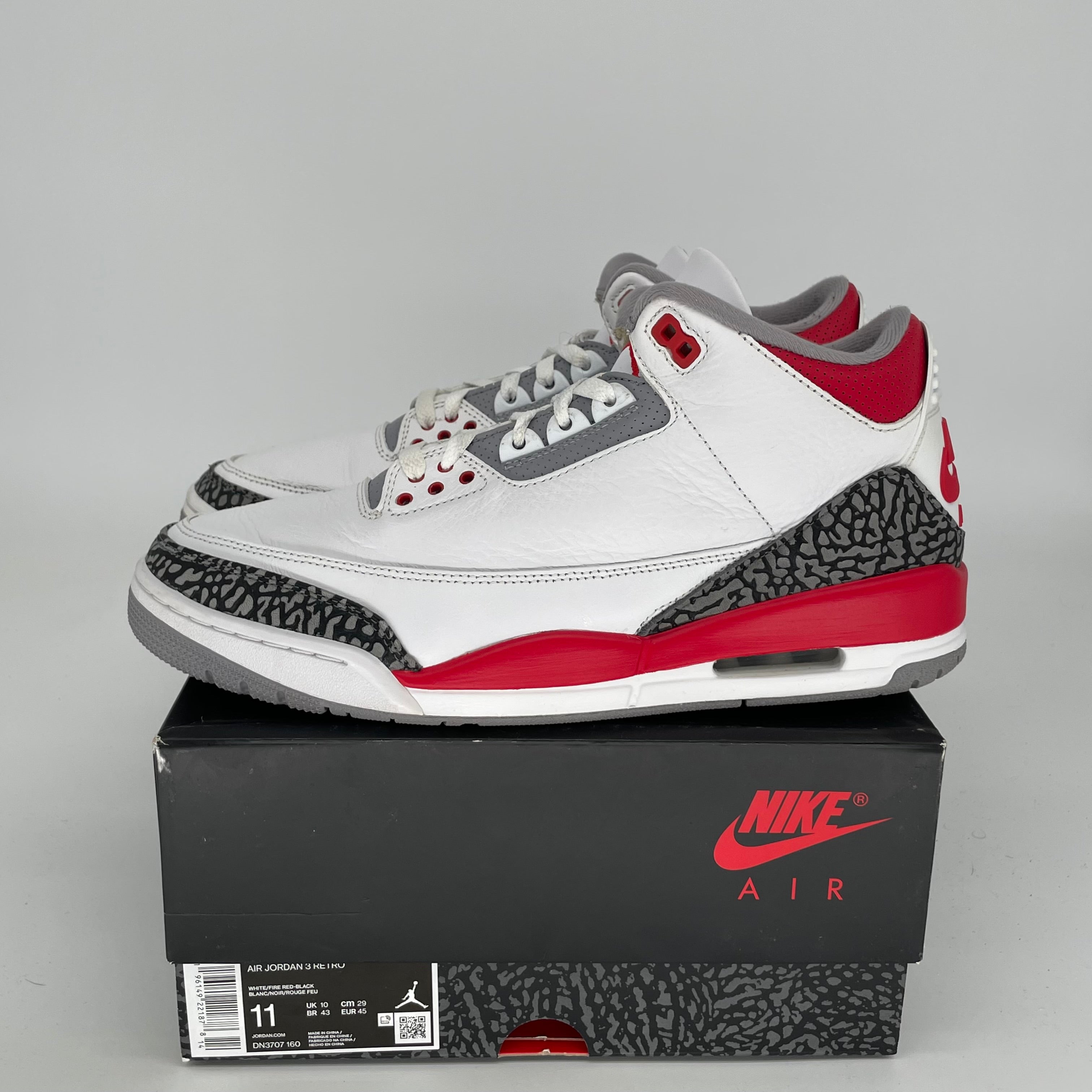 Air Jordan 3 Retro 'Fire Red' Men's Basketball Shoes Size 11 - DN3707-160 | Authentic Nike Sneakers for Sports, Streetwear & Casual Outfits