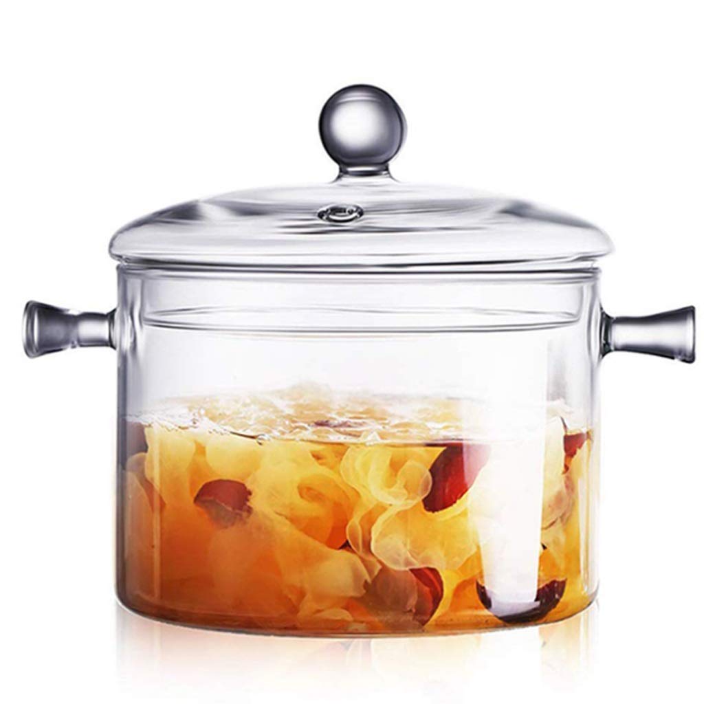 Heat-Resistant Transparent Glass Soup Pot - 1250ml Kitchen Cooking Pot for Soup, Porridge & Stews - Durable Glass Bowl for Home & Restaurant Use - Perfect for Stovetop, Oven & Microwave Cooking