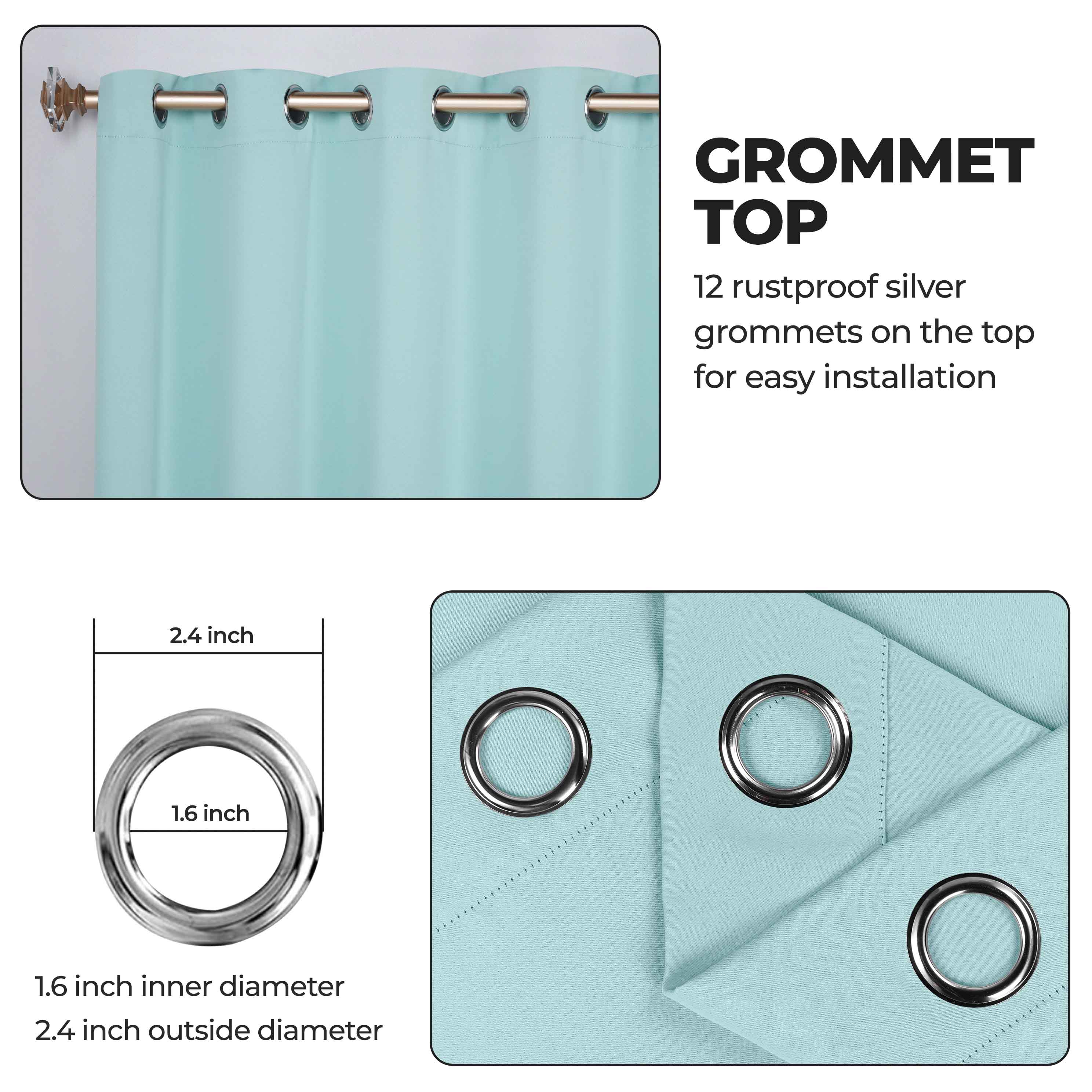Machine Washable Blackout Curtains Set of 2 - Solid Color Room Darkening Window Treatments for Bedroom & Nursery - Blocks Light & Noise for Better Sleep