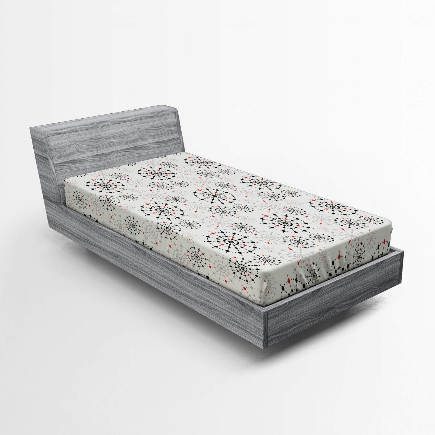 Ambesonne Modern Fitted Sheet - Twin Size, Abstract Far Eastern Design with Colorful Shadowy Backdrop, Deep Pocket All-Around Elastic for Comfort, 100% Polyester Bed Cover - Perfect for Guest Rooms, Dorms & Modern Home Decor