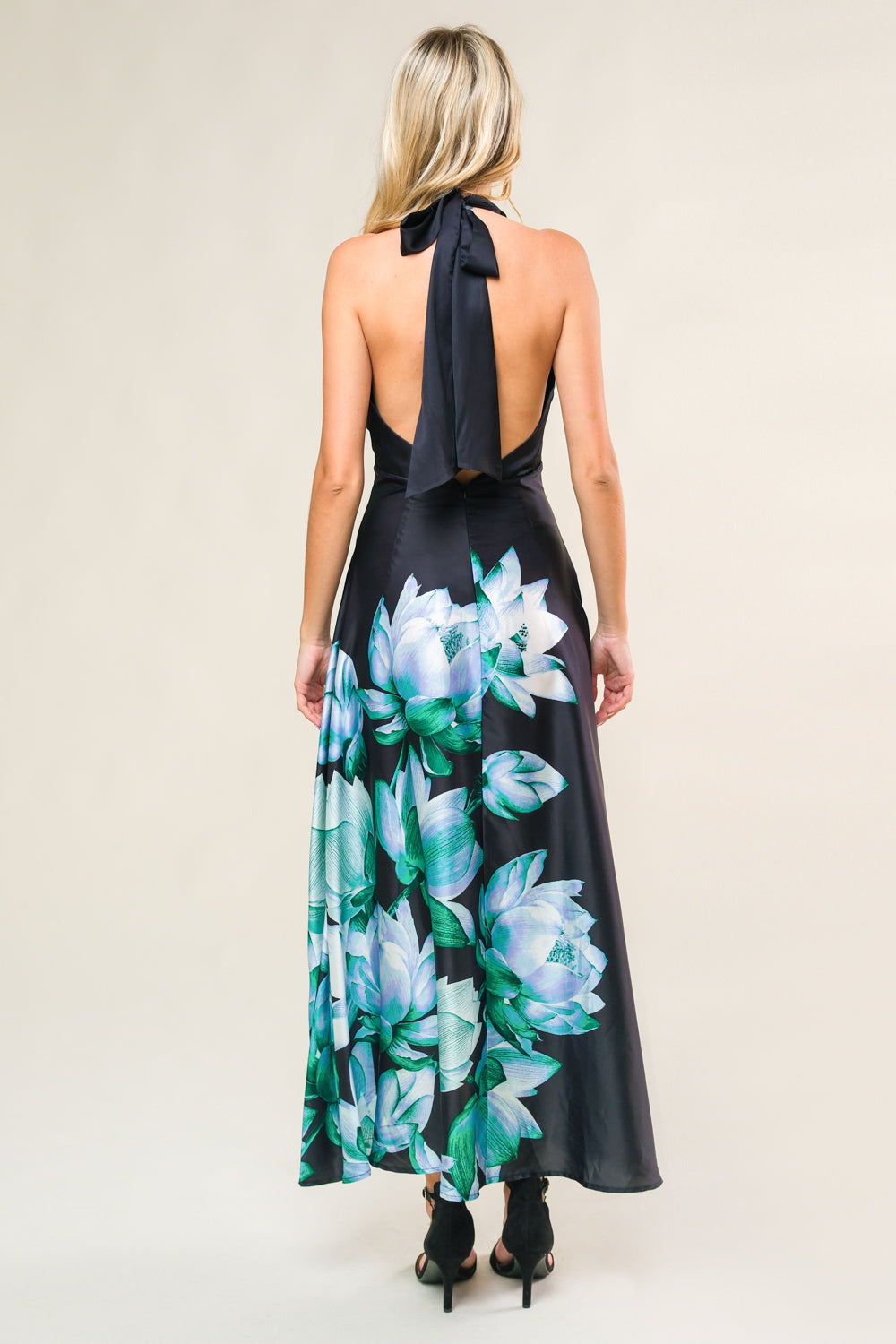 Insatiable Feeling Black Halter Midi Dress - Elegant Party & Evening Wear for Women