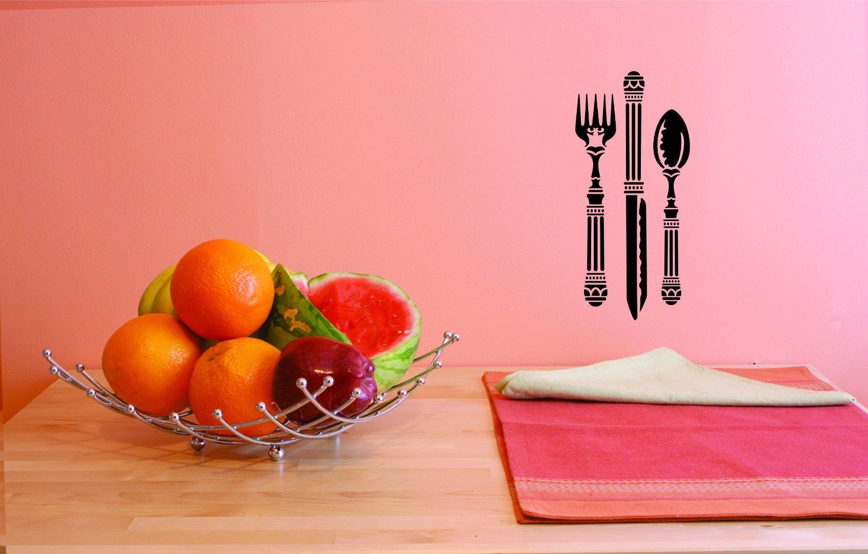 Kitchen Utensils Wall Decal - Vinyl Art Decor Sticker - 14x28 Inches - 22 Color Options - Perfect for Home Kitchen, Diner, Restaurant & Cafe Decor