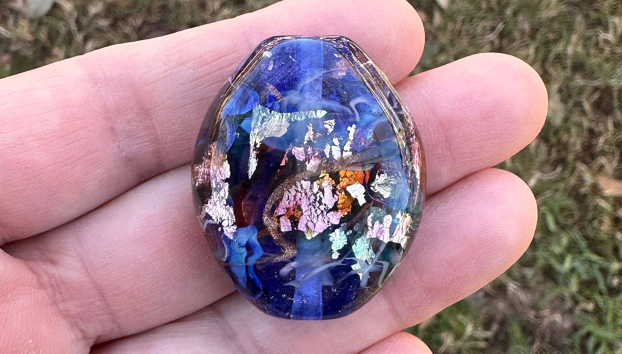 Handmade Blue Treasure Lampwork Glass Focal Bead for Jewelry Making - Perfect for Necklaces, Bracelets & DIY Craft Projects