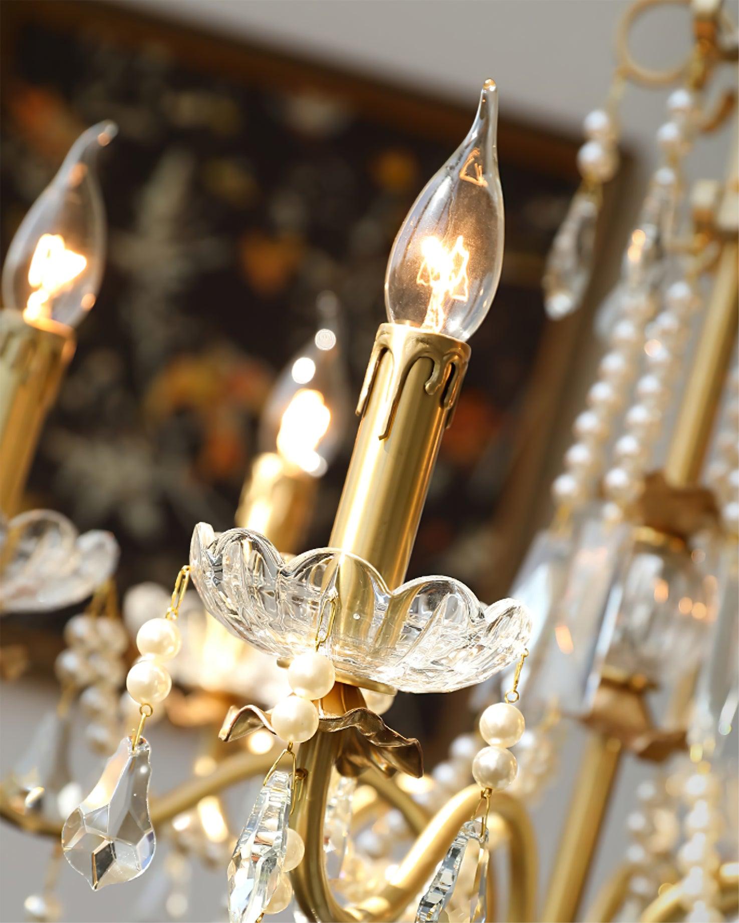 Elegant Crystal Pearl Chandelier - Modern Luxury Ceiling Light Fixture for Dining Room, Bedroom & Living Room Decor