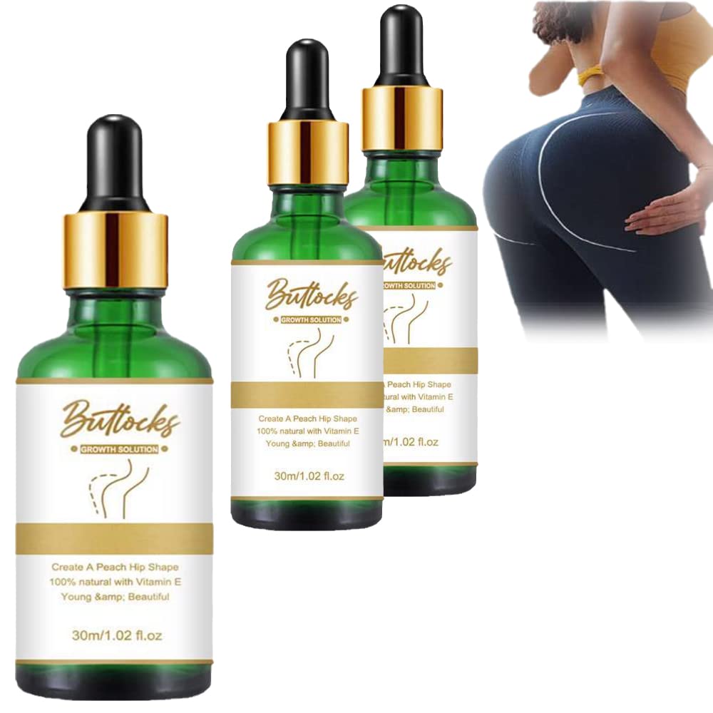 BootyPeachy Hip Lifting Oil for Women - Booty Firming & Enhancement Massage Essential Oil - Natural Buttocks Lift Solution (3 Pack) | Perfect for Post-Workout Recovery & Body Contouring