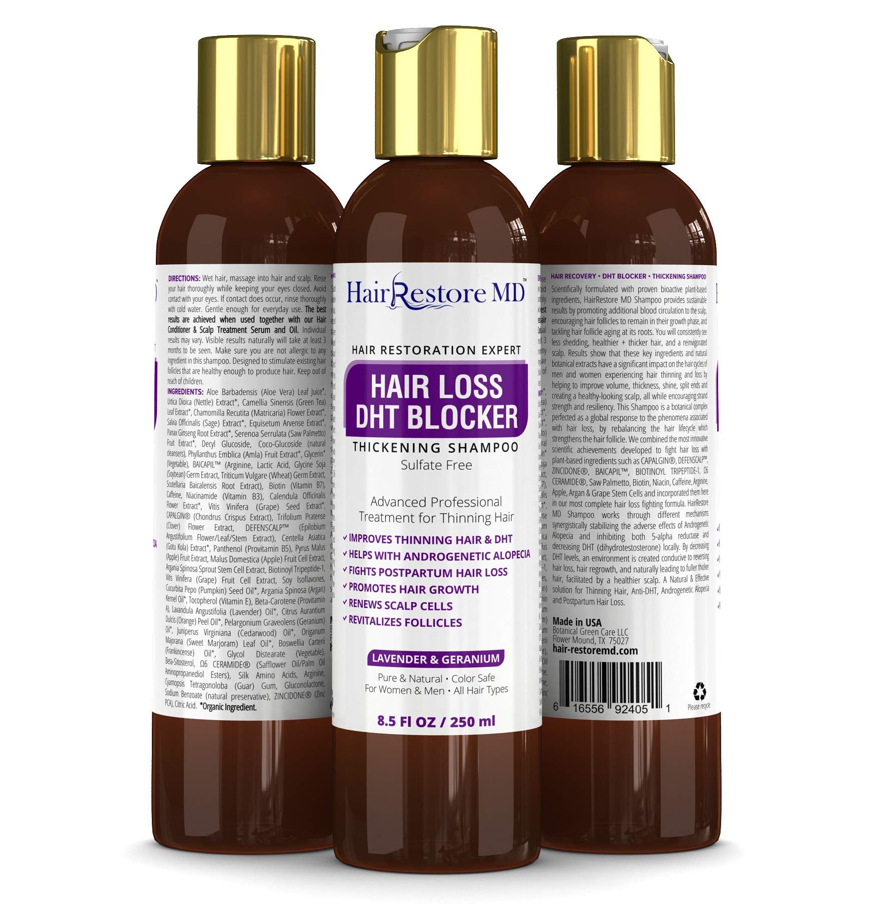 Biotin & Caffeine Hair Growth Shampoo for Men & Women - DHT Blocker with Lavender & Geranium for Thinning Hair, Sulfate-Free Thickening Formula - Perfect for Daily Use & Hair Regrowth Routine