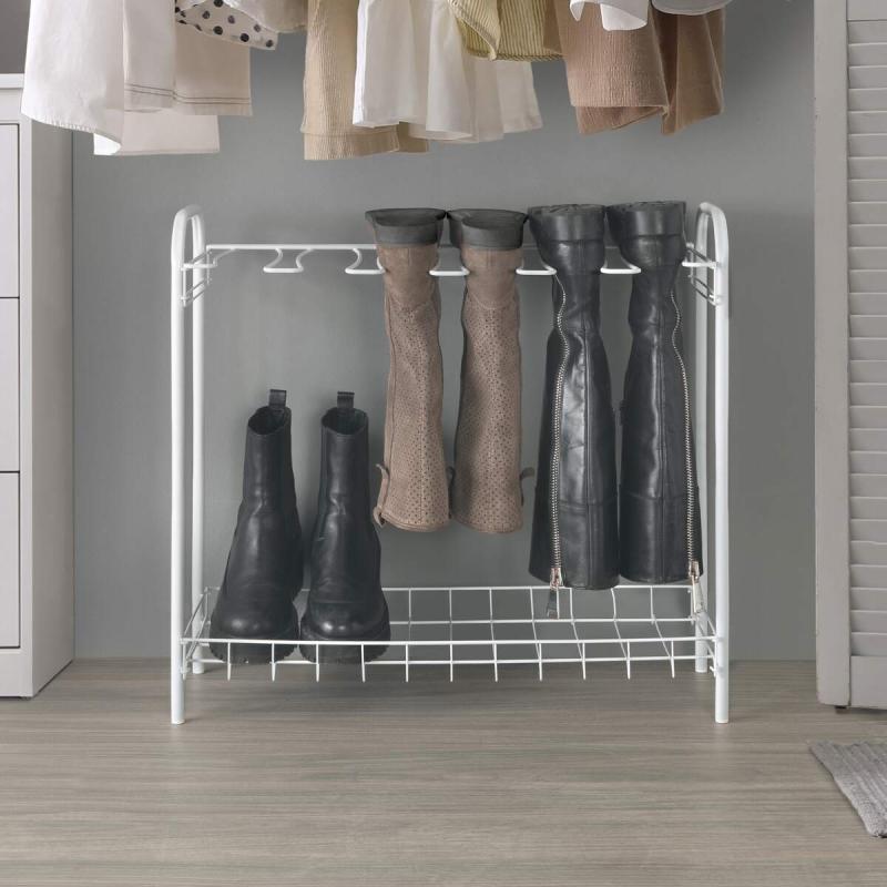 2-Tier Boot Rack for 3 Pairs - Space Saving Shoe Organizer for Entryway, Mudroom & Closet Storage