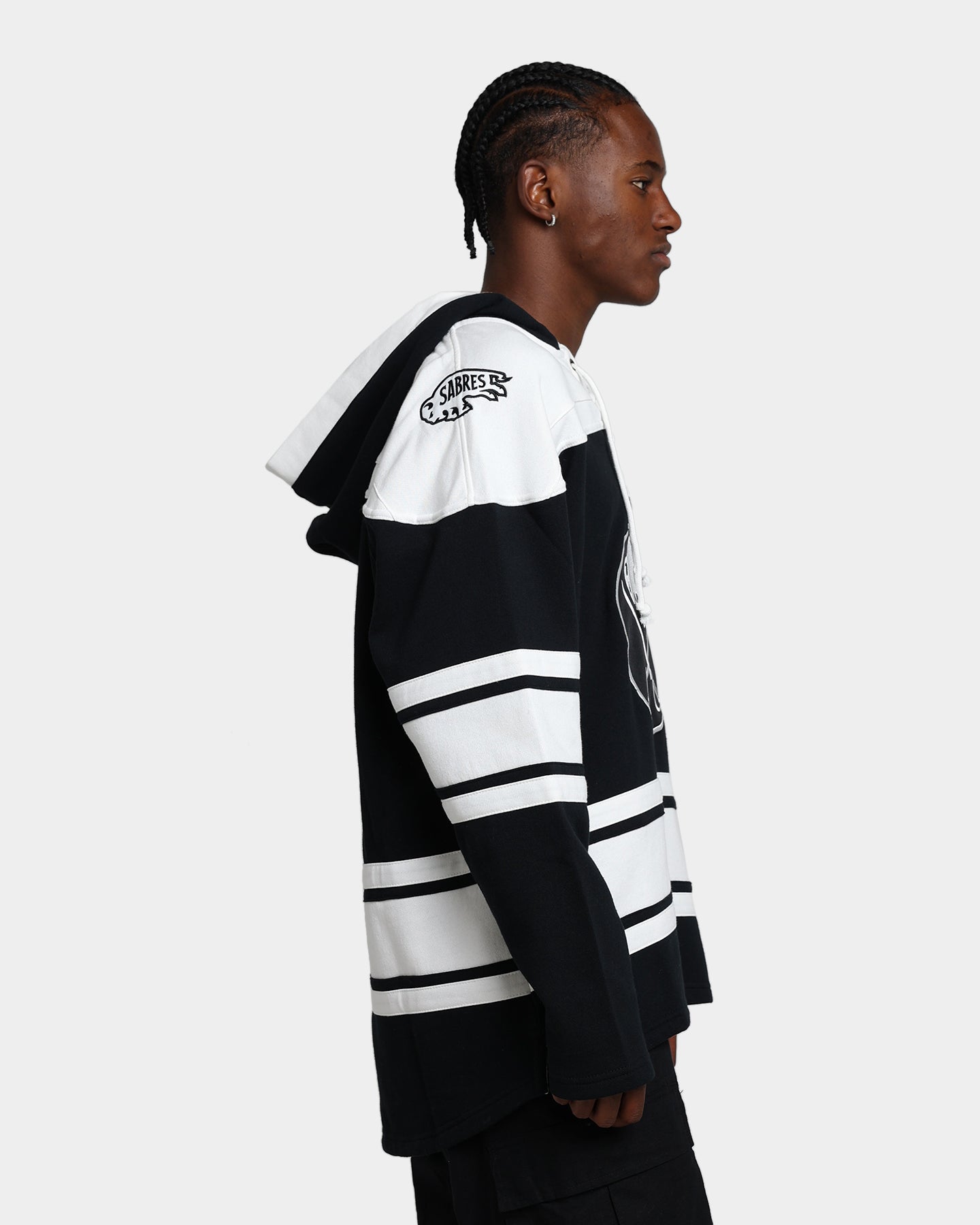 47 Brand Buffalo Sabres Superior Lacer Hoodie - Men's NHL Hockey Team Zip-Up Sweatshirt (Jet Black) - Perfect for Game Day, Casual Wear & Cold Weather