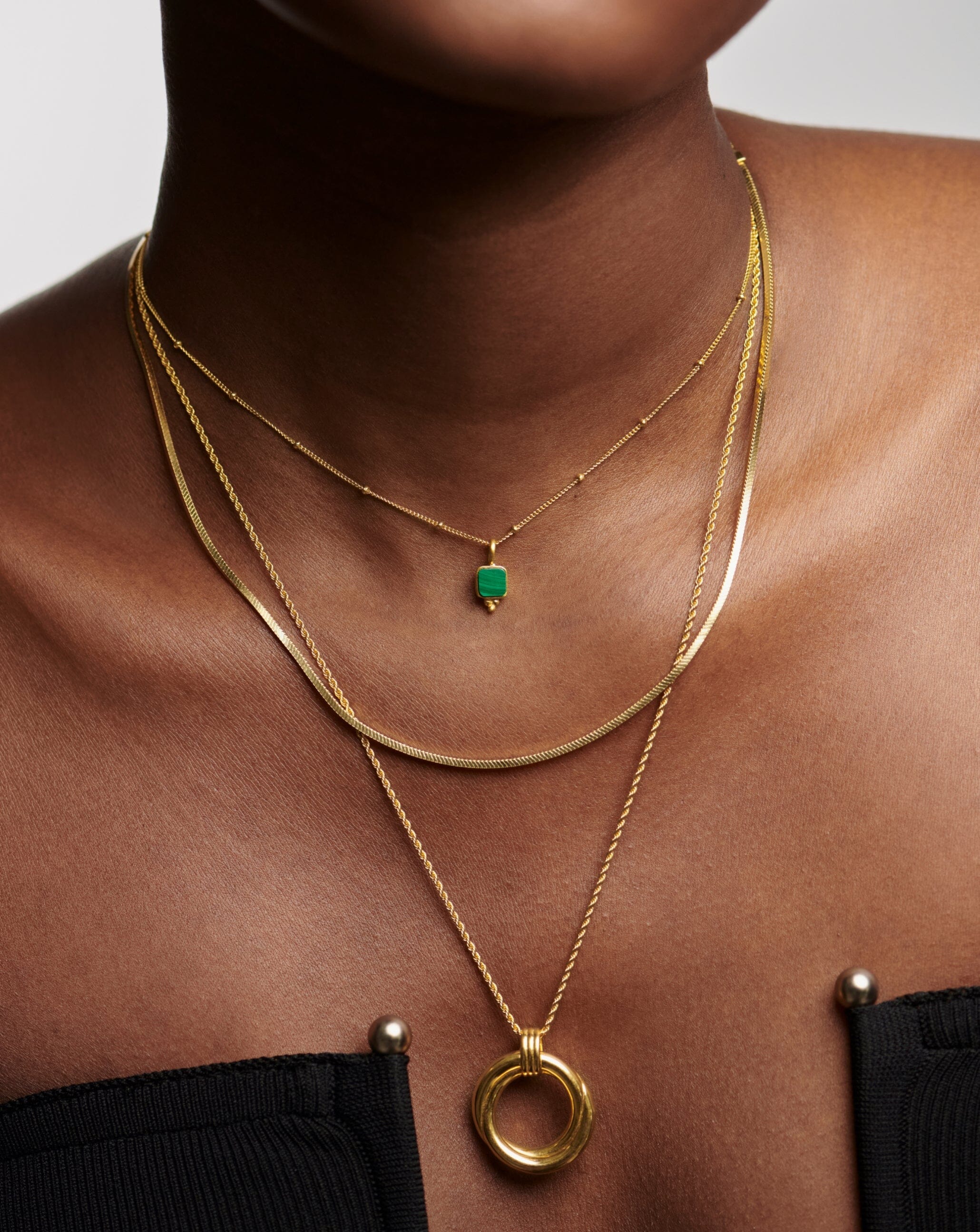 Lucy Williams Malachite Choker Necklace - 18k Gold Vermeil & Genuine Malachite Stone Jewelry for Women | Elegant Gift for Birthday, Anniversary & Special Occasions