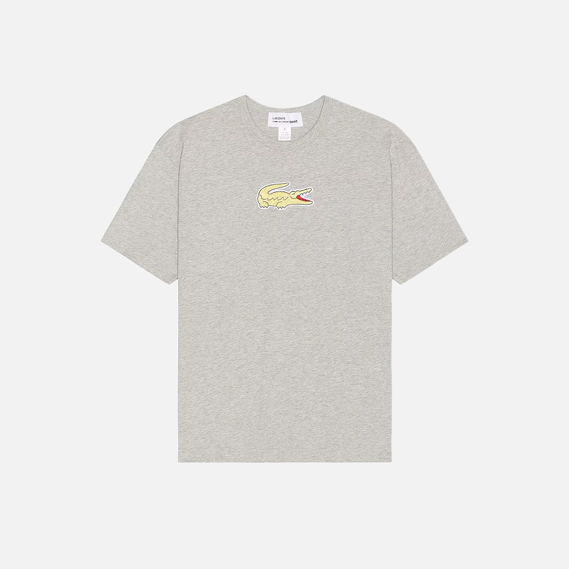 CDG x Lacoste Croc Logo T-Shirt - Grey Cotton Unisex Tee for Casual Wear & Street Style Outfits