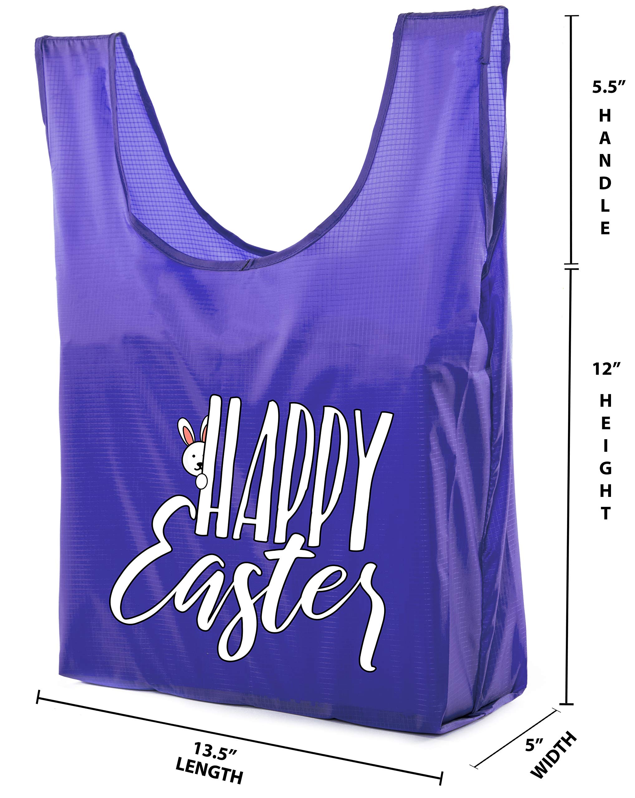 Easter Basket Bags - Bulk Reusable Grocery Tote Bags for Easter Egg Hunt - Peeking Bunny Design - 10 Pack Purple (CA2650EasterDTG S2) - Perfect for Easter Gifts, Party Favors & Spring Celebrations