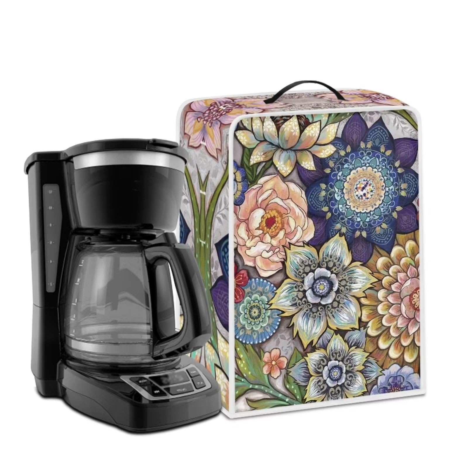 **Psesaysky Mandala Coffee Maker Cover - Lightweight Dust Cover with Top Handle for Kitchen & Coffee Shop - Protect Your Coffee Machine from Dust & Stains**    *(Perfect for Home Kitchens, Cafés, and Coffee Shops - Keep Your Coffee Maker Clean & Stylish!)*