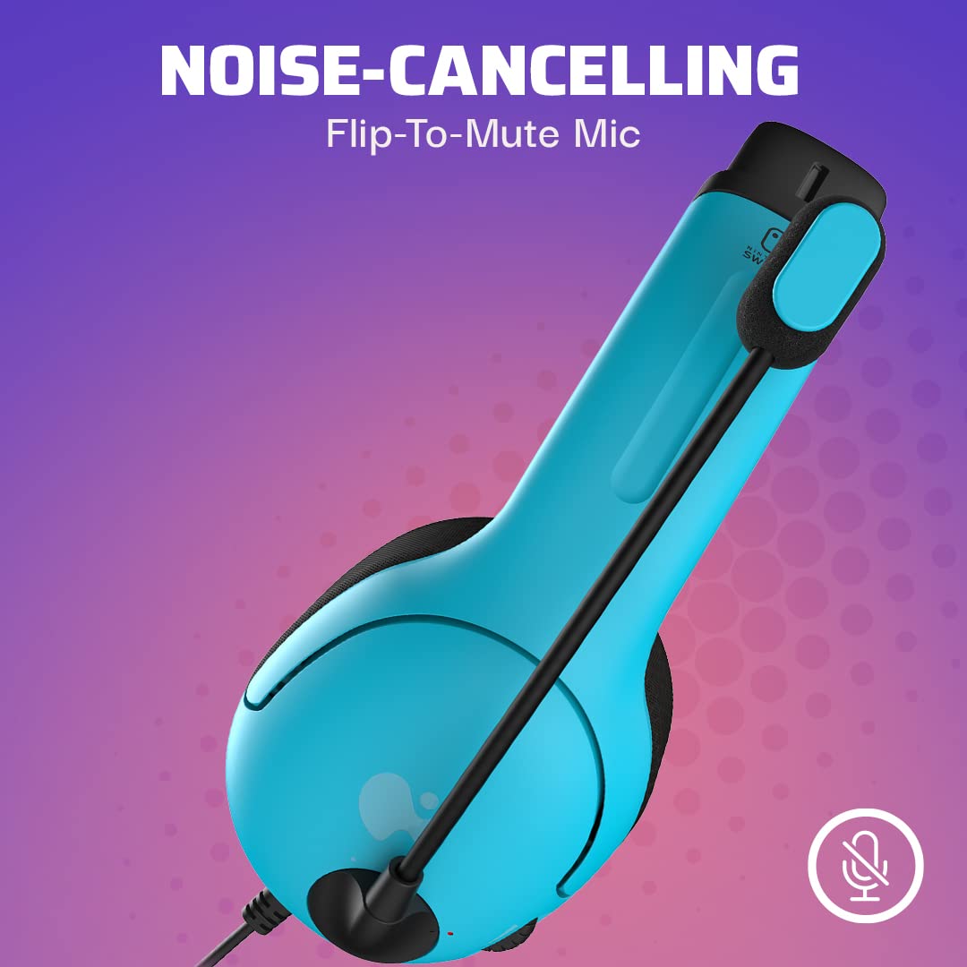PDP Gaming LVL40 Airlite Stereo Headset for Nintendo Switch/Lite/OLED - Wired Gaming Headphones with Noise Cancelling Mic, Lightweight Comfort Ear Cushions (Mario Neon Red & Blue) | Perfect for Nintendo Gaming, Online Chat & Immersive Gameplay