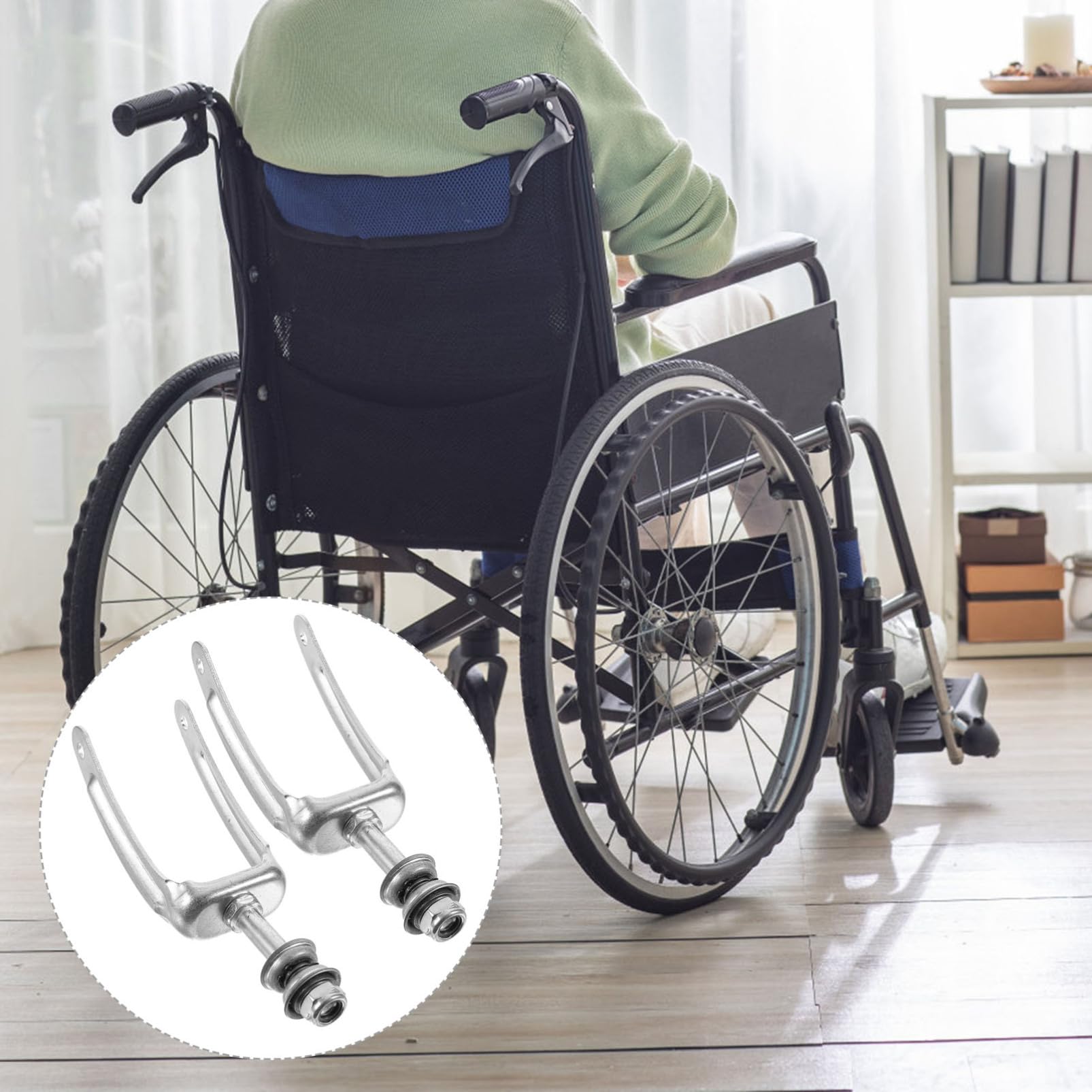1 Pair Heavy Duty Steel Wheelchair Front Wheel Fork Bracket - Galvanized Iron Frame for Manual Wheelchairs - Perfect for Mobility Aid & Home Healthcare Use