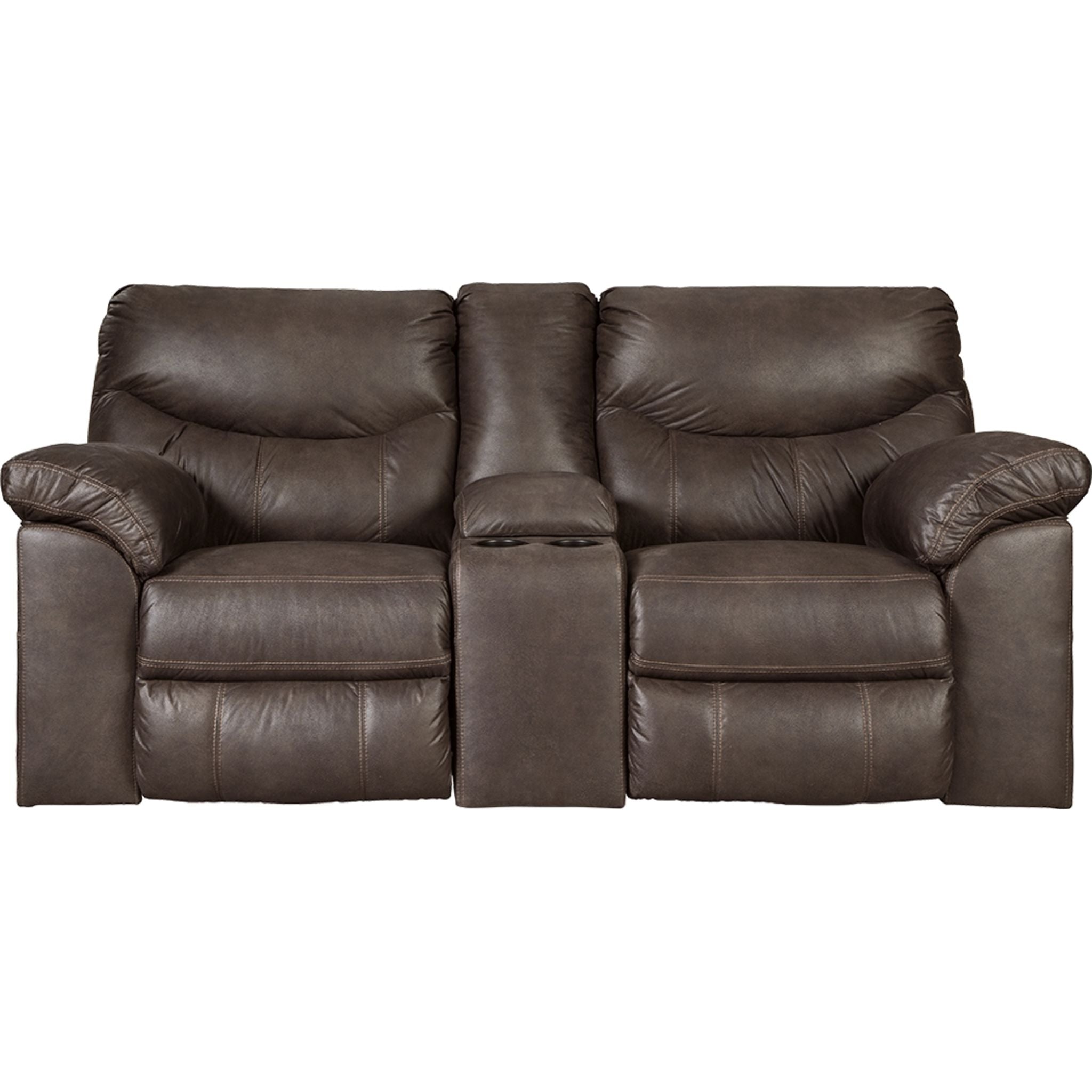 Boxberg Power Reclining Loveseat with Console - Modern Teak Fabric Sofa for Living Room, Home Theater & Relaxation