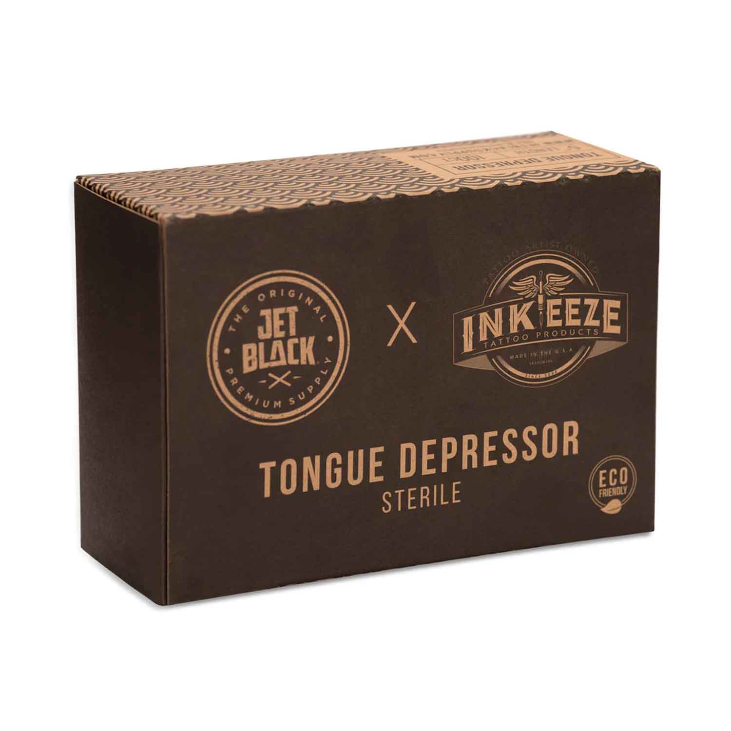 Jet Black Eco-Friendly Sterile Tongue Depressors - Box of 100 - Perfect for Medical Exams, Crafts & DIY Projects