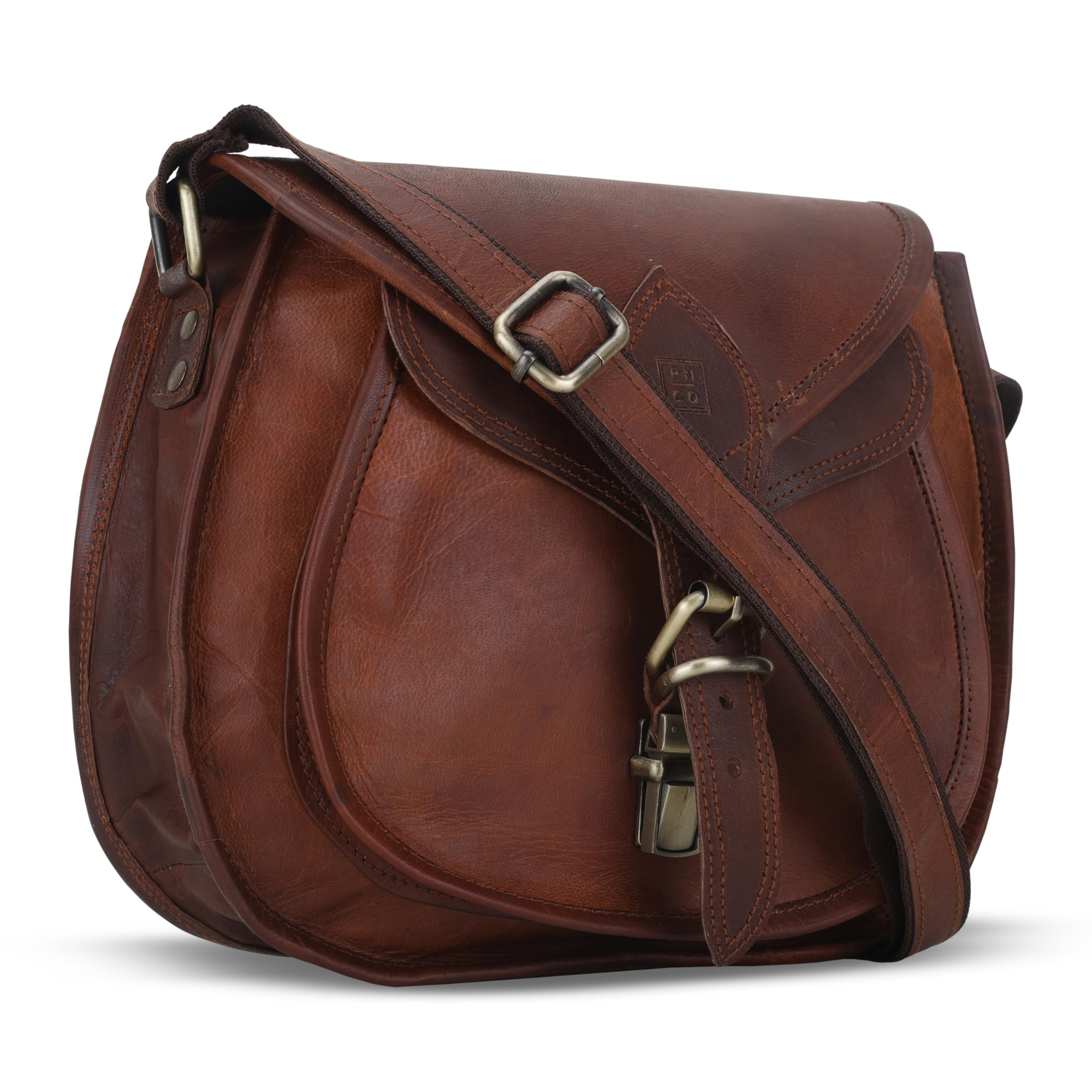 Vintage Leather Crossbody Bag for Women - Waterproof Shoulder Purse, Adjustable Strap, Retro Satchel (11 inch, Brown) - Perfect for Office, Travel, College & Everyday Use