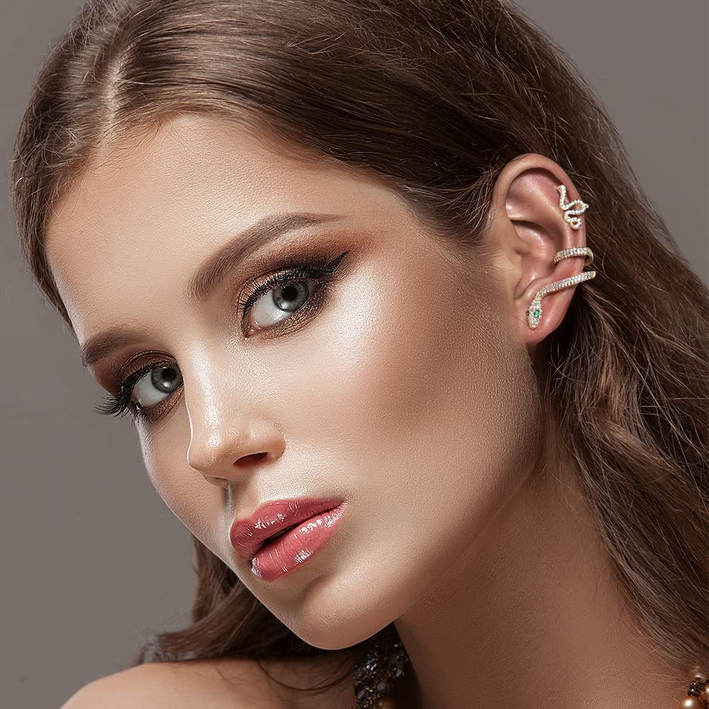 35 PCS Gold & Silver Adjustable Non-Piercing Ear Cuffs for Women - Clip On Cartilage Earrings, Punk Snake Butterfly Wrap Jewelry Set - Perfect for Parties, Gifts & Everyday Fashion Accessories