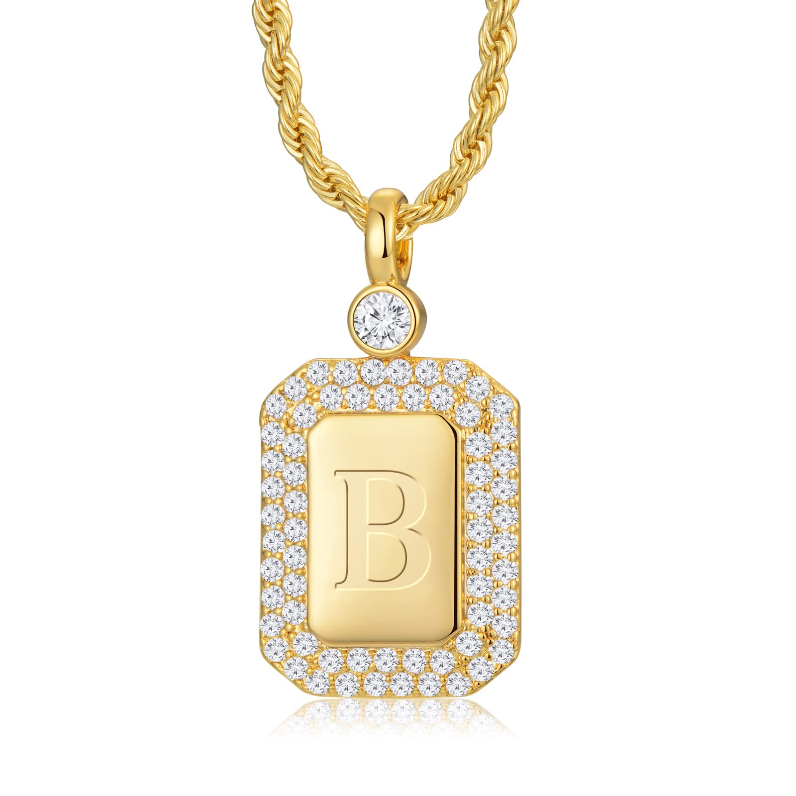 Personalized Gold Initial Necklace for Women - 24K Real Gold Filled Letter Pendant with Rope Chain - Elegant Birthday, Anniversary, Christmas Jewelry Gift for Wife, Girlfriend, Mom - Perfect for Mother's Day, Valentine's & Special Occasions