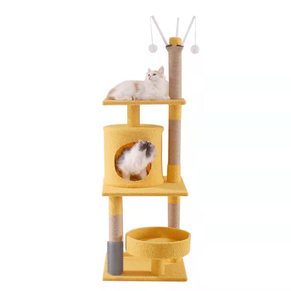 **Kooku JYWF Cat Climbing Frame Toy - Interactive Cat Tree for Exercise & Play - Durable Cat House with Scratching Posts (Yellow) - Perfect for Indoor Cats & Small Spaces**