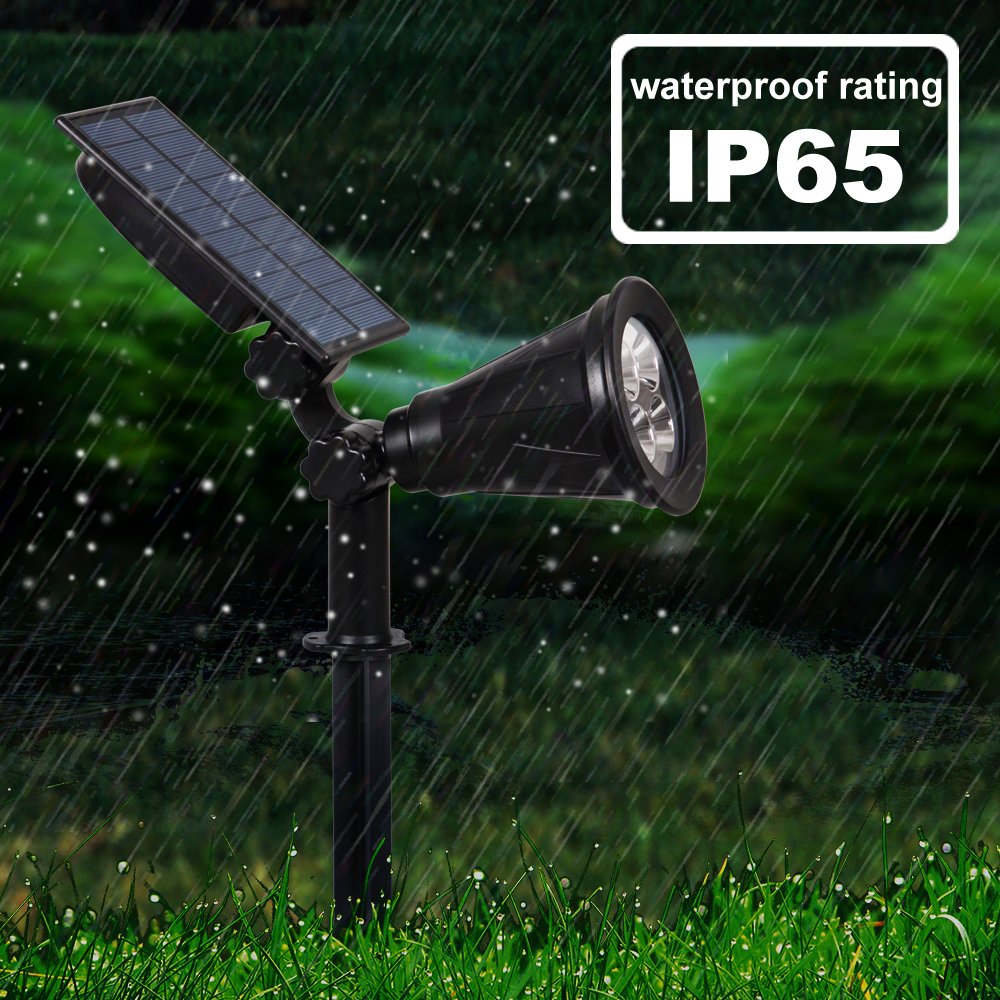 T-SUN Solar Spotlights Outdoor Waterproof - LED Solar Landscape Lights with Auto On/Off - Adjustable Solar Garden Lights for Trees, Patio, Yard, Driveway & Pool Area (Purple & Green) - Perfect for Pathway Lighting, Garden Accents & Nighttime Safety
