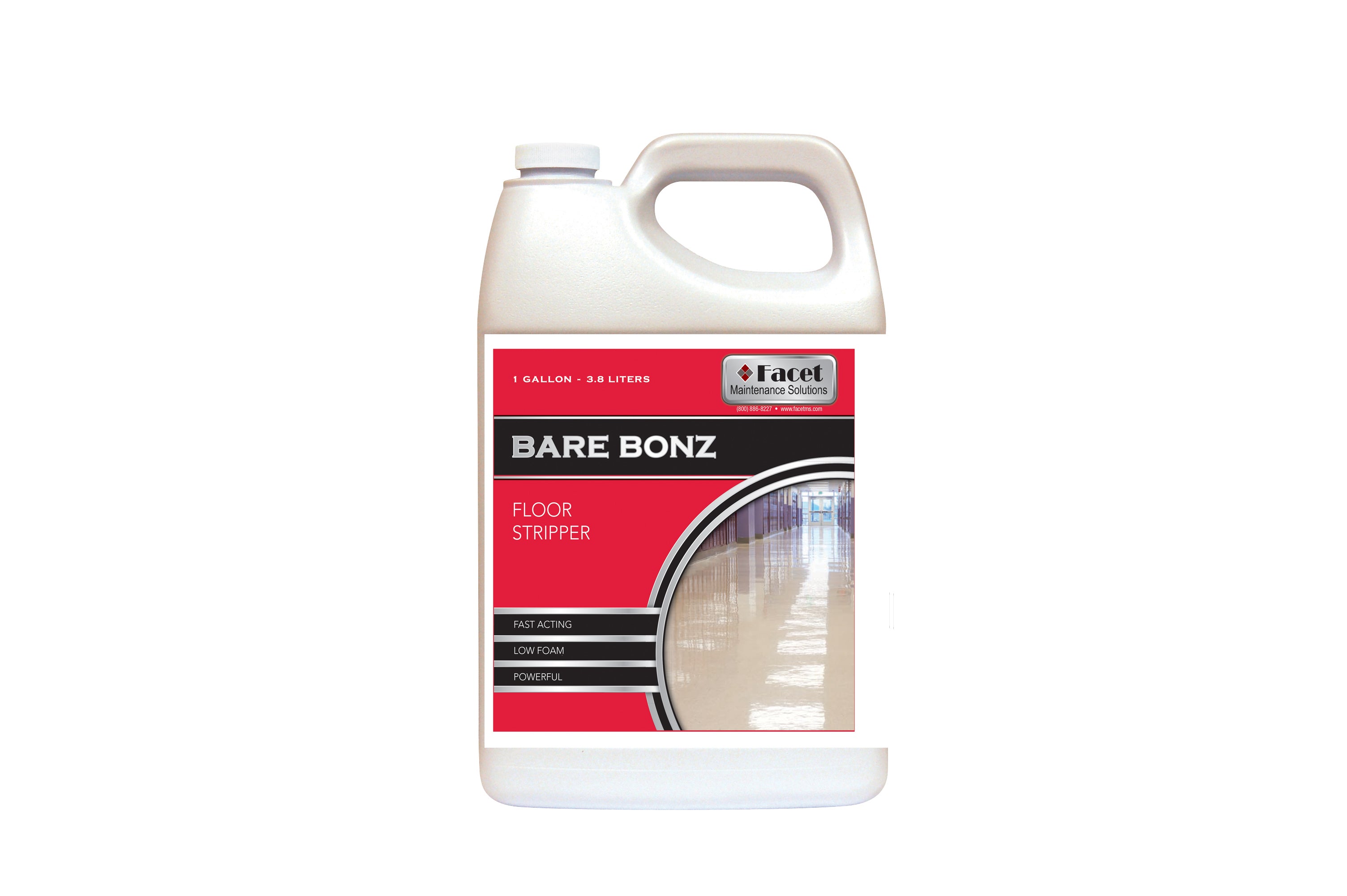 Facet Bare Bonz Heavy Duty Floor Stripper - 1 Gallon Commercial-Grade Remover for Hardwood, Tile & Concrete - Ideal for Home, Office & Industrial Cleaning