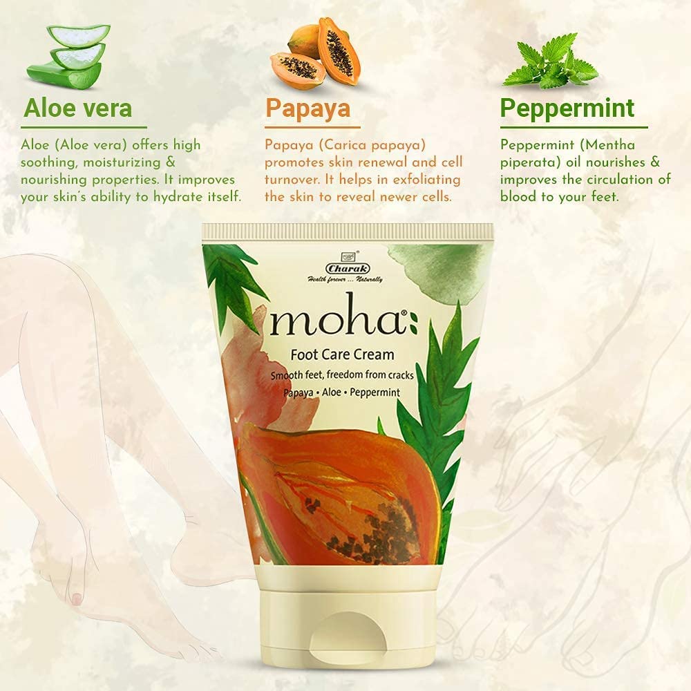 Moisturizing Foot Cream for Rough, Dry & Cracked Heels - Repairing Foot Balm with Aloe Vera, Papaya & Peppermint - 50g (Pack of 1) - Ideal for Daily Foot Care, Cracked Heel Treatment & Softening Dry Feet
