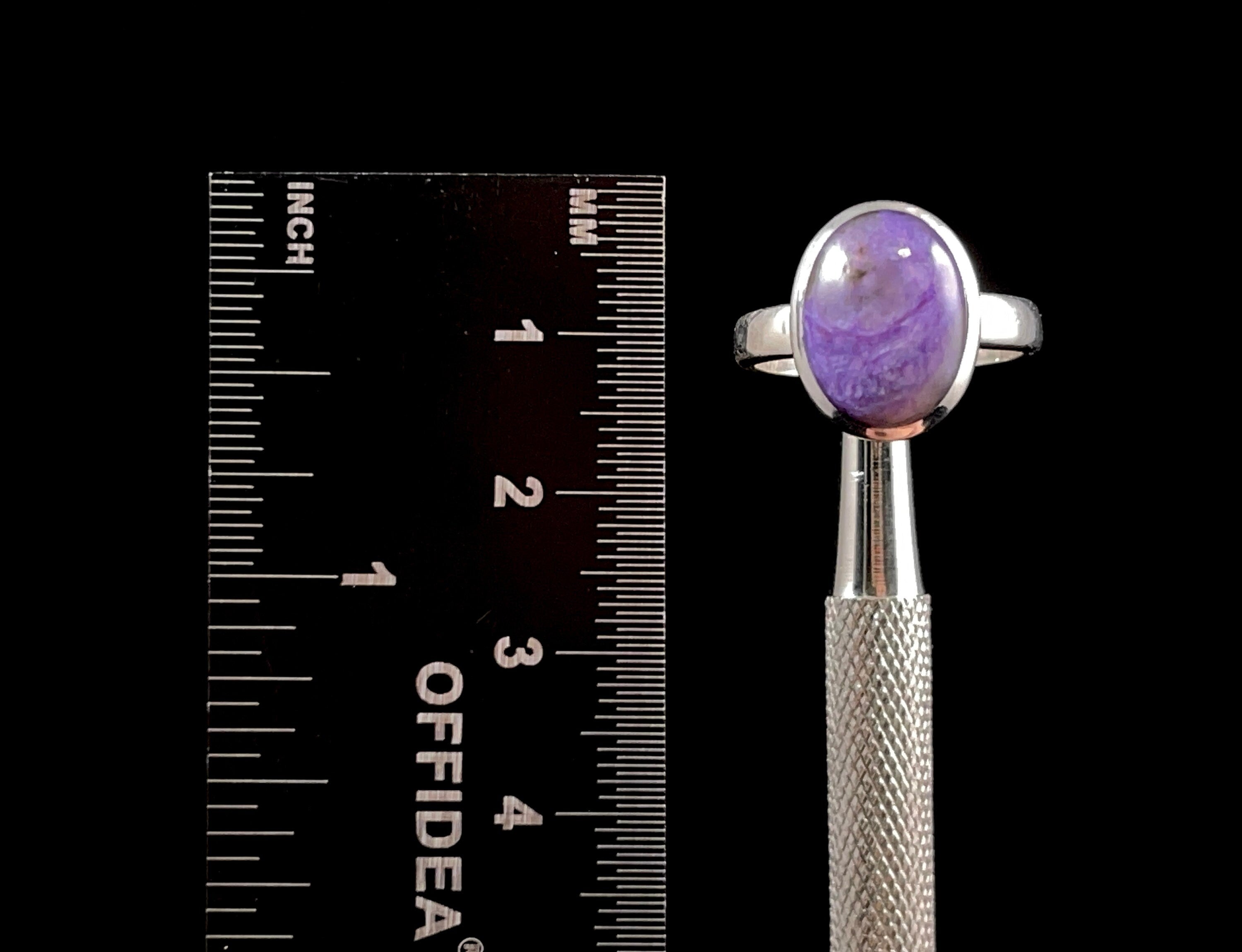 CHAROITE Crystal Ring Size 6.75 | Sterling Silver Gemstone Ring for Women | Fine Jewelry Gift for Her | Healing Crystal Ring for Meditation & Spiritual Energy