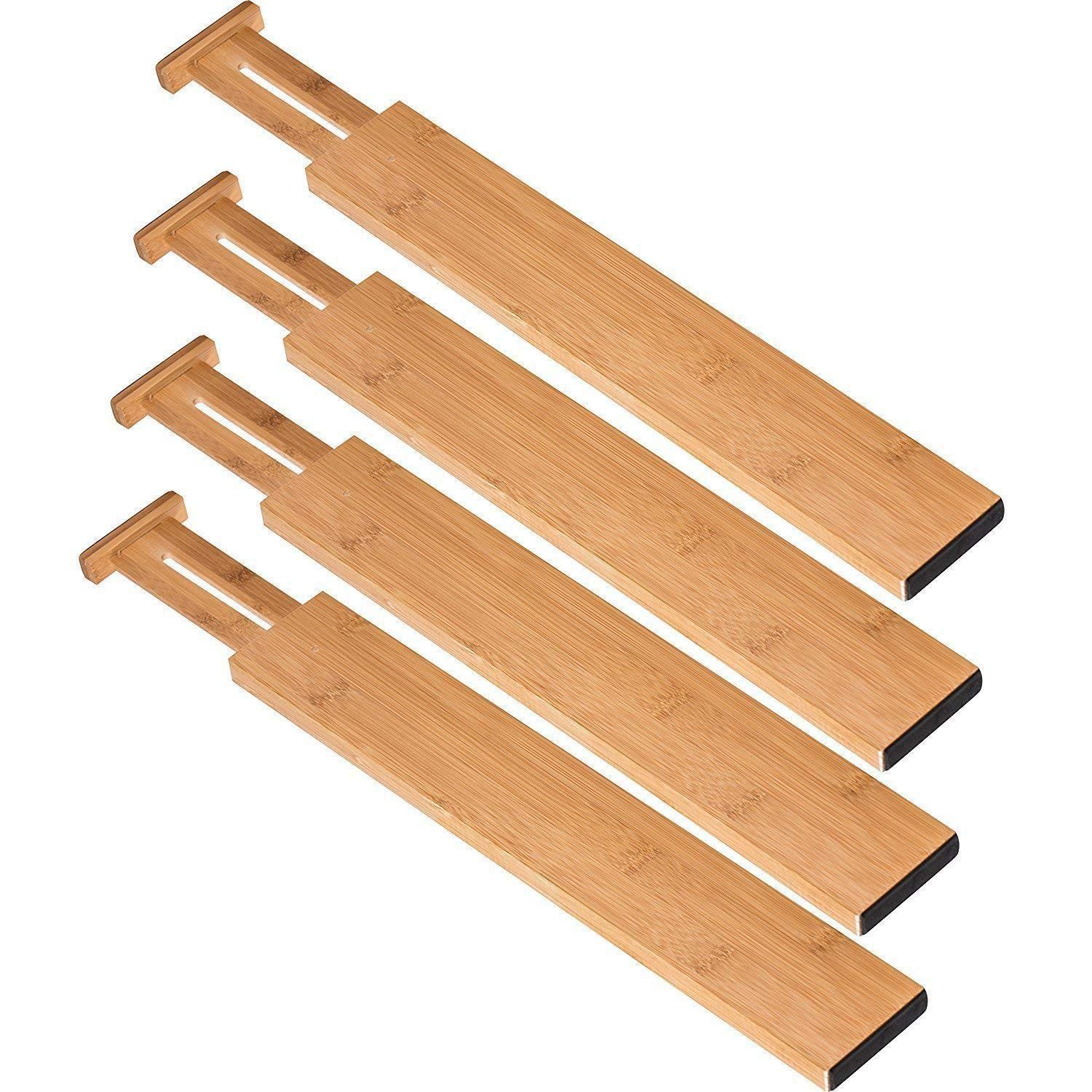 Bamboo Drawer Dividers Set of 4 - Adjustable Kitchen, Bedroom, Bathroom & Office Drawer Organizers (17