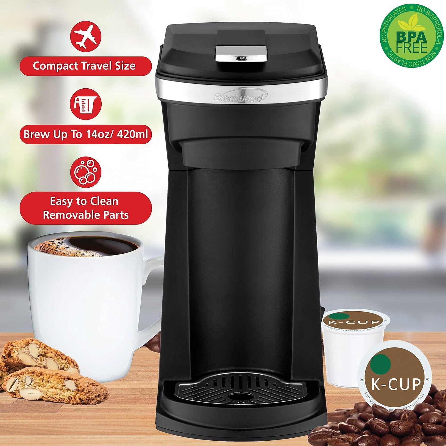 Brentwood TS-1101BK 12-Cup Electric Coffee Maker with Glass Carafe - Black - Fast Brewing for Home, Office & Restaurants