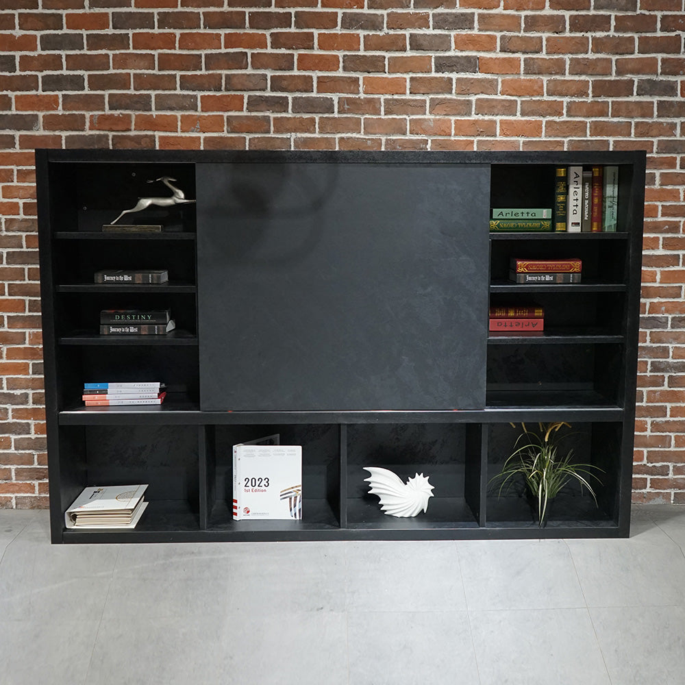 DAXTON 2.4M Black Concrete Display Unit - Modern Retail Shelf for Store Merchandising & Product Showcase