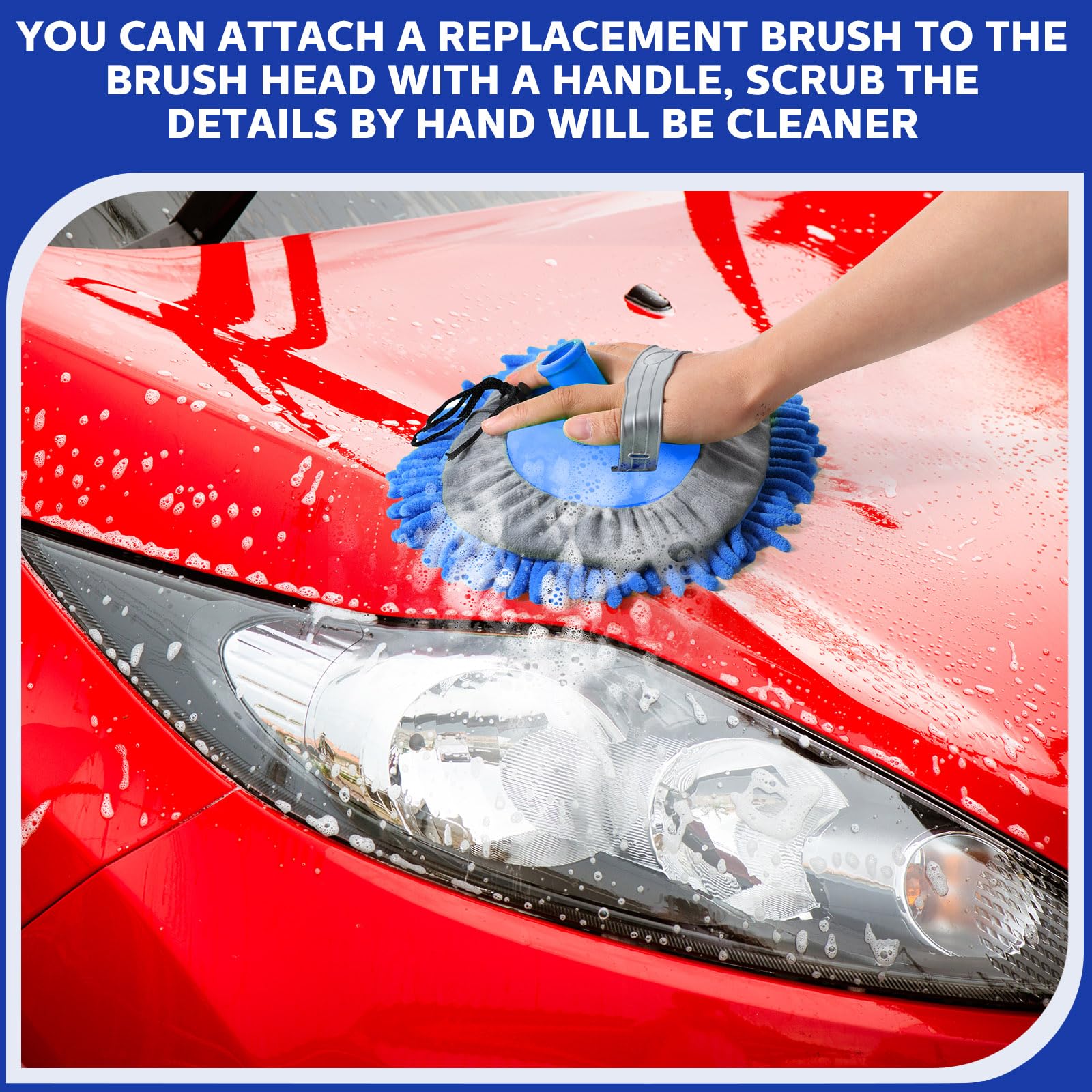 Layhit 5-Piece Premium Car Wash Mitt Set - Super Soft Microfiber Chenille Gloves for Safe Scratching-Free Vehicle Cleaning (Royal Blue) - Perfect for Cars, Trucks, RVs & Pickups - Includes Scratch Replacement Mitts