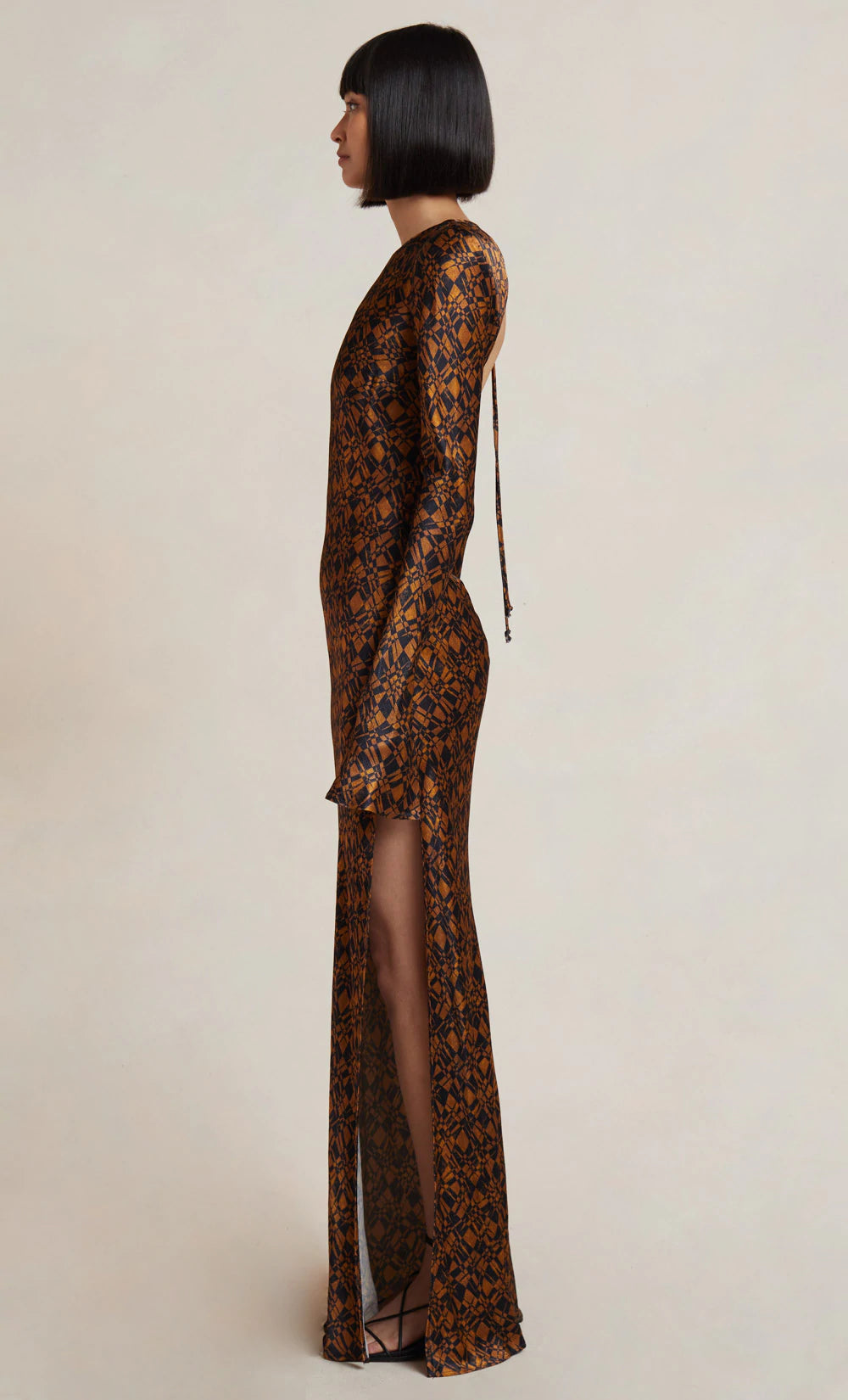 Checkmate Long Sleeve Maxi Dress for Women - Elegant Flowy Casual & Party Wear - Perfect for Weddings, Dates, and Special Occasions