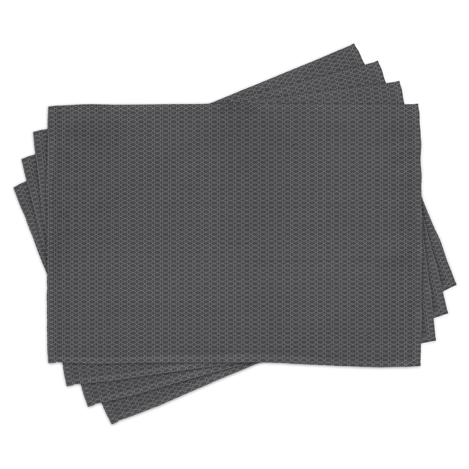 Ambesonne Retro Place Mats Set of 4 - Vintage Greyscale Plus Sign Lattice Pattern Washable Fabric Placemats for Dining Room & Kitchen Table Decor in Grey & Dark Grey | Perfect for Dinner Parties, Holiday Gatherings & Everyday Use