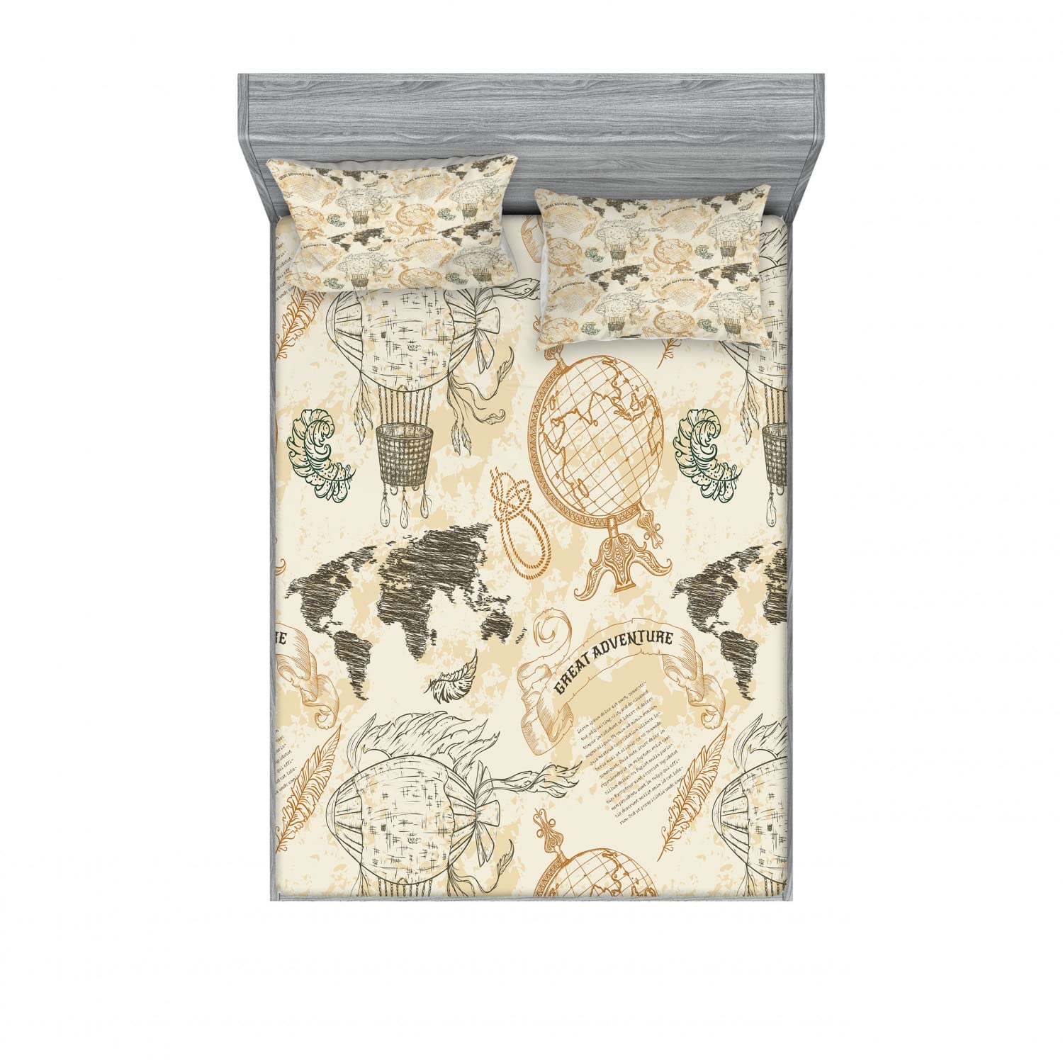 Ambesonne 4-Piece King Size Bedding Set - 2 Fitted Sheets & 4 Pillow Shams with Autumn Apple Leaf Design | Soft Wrinkle-Resistant Fabric for Comfortable Sleep | Perfect for Fall Decor, Guest Rooms & Cozy Bedroom Makeovers