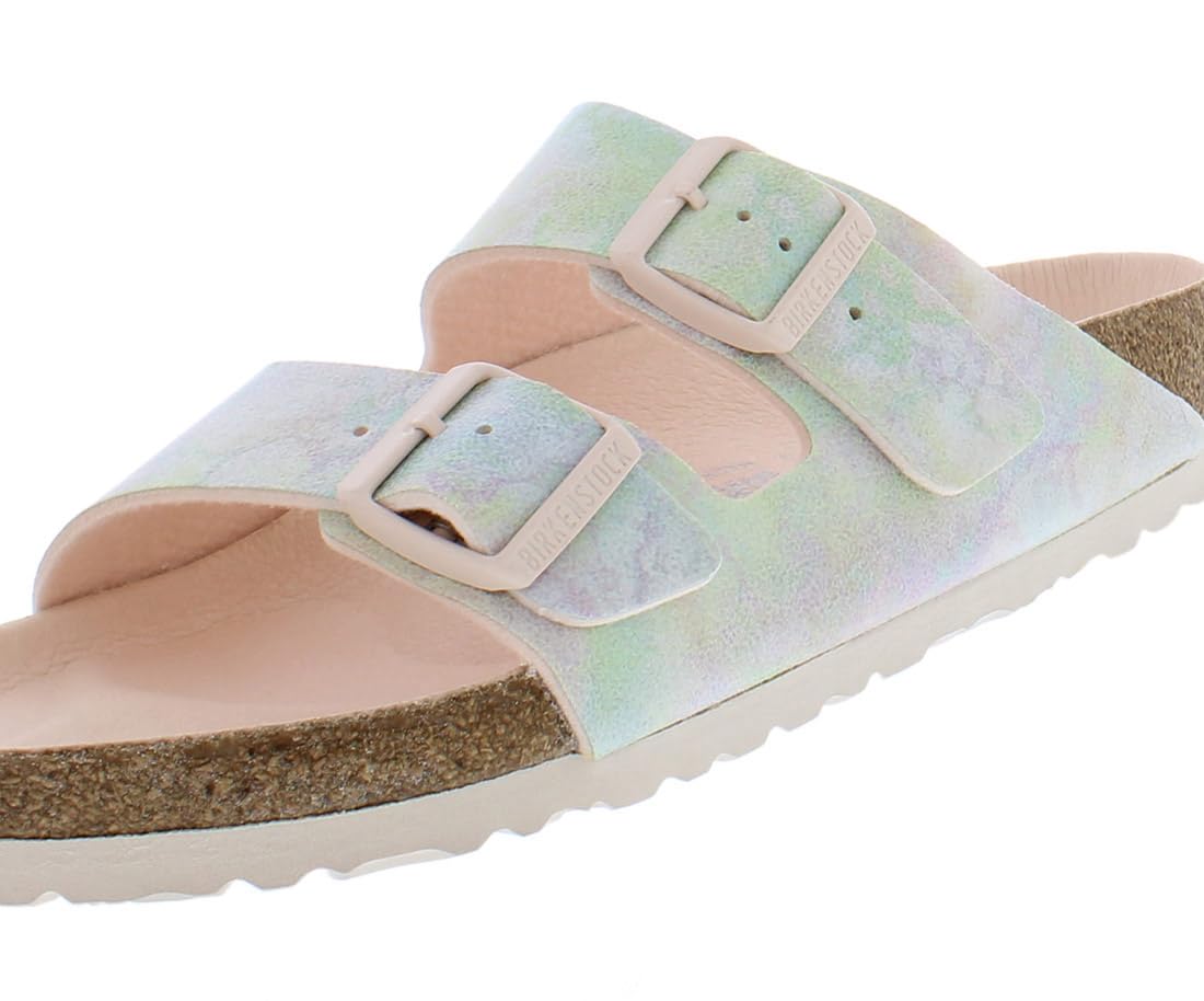 Birkenstock Arizona Vegan Iridescent Rose Sandals - Size 41 | Comfortable & Stylish Unisex Footwear for Summer, Beach & Casual Wear