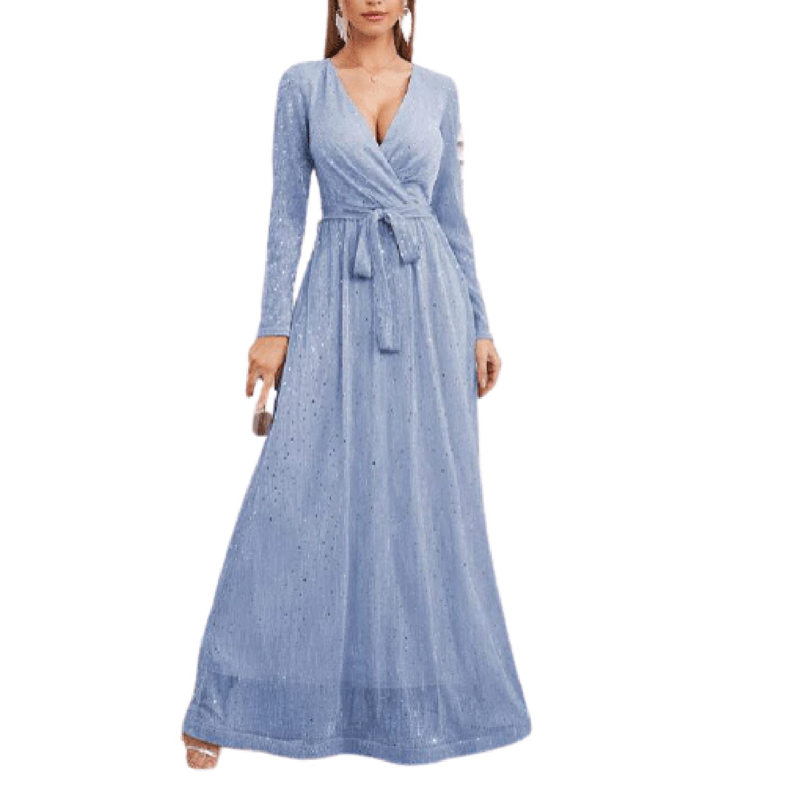 Elegant Women's Evening Party Dress - Long Sequined Bodycon Skirt with Tie-Up & Elastic Waist for Wedding Guest, Prom, Cocktail Events