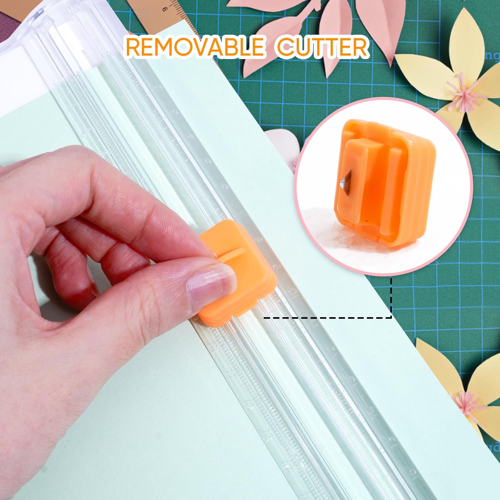 Portable 12 Inch A4 Paper Cutter - Straight Edge Scrapbooking Tool with Automatic Safety Blades for Crafting, Coupons, Labels & DIY Projects | Perfect for Office, School & Home Use (White)