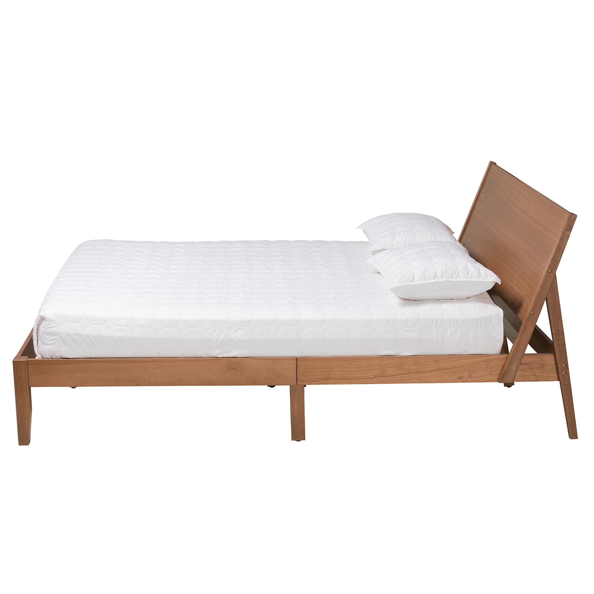 Baxton Studio Eileen Queen Size Platform Bed Frame in Walnut Brown - Modern Minimalist Bedroom Furniture for Small Spaces & Apartments
