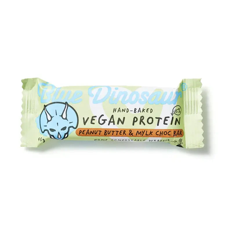 Blue Dinosaur Vegan Protein Bar - Peanut Chocolate Flavor | High Protein Snack for Athletes & Fitness | Gluten-Free, Dairy-Free Energy Bars for Workouts, Hiking & On-the-Go Nutrition