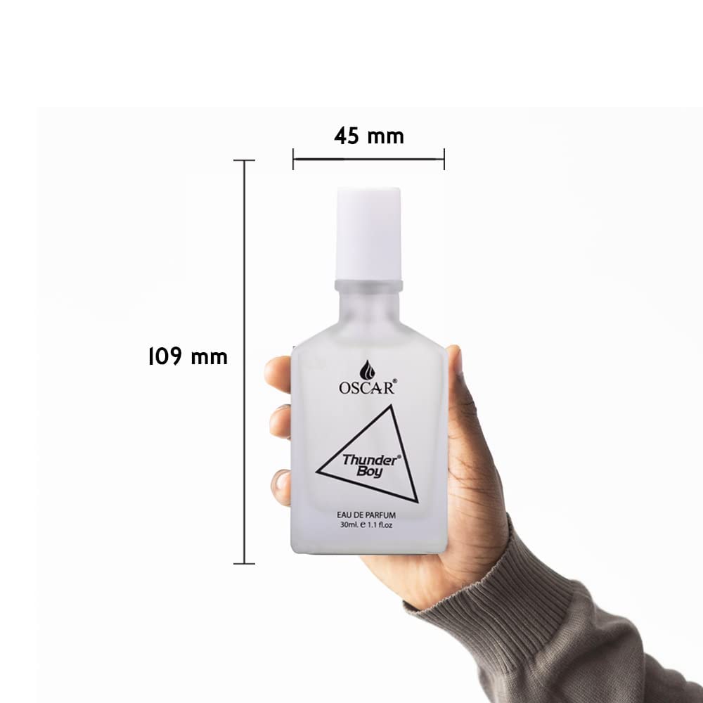 Thunder Boy Men's Long Lasting White Perfume | Fresh Aqua Cologne | 30ml Eau de Toilette | Day & Night Fragrance for Work, Date & Special Occasions