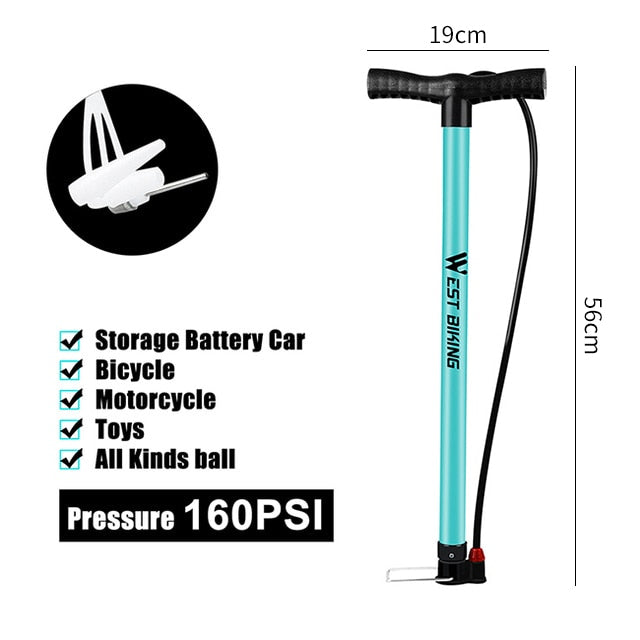High Pressure Bike Floor Pump 120/160PSI - Bicycle Tire Inflator with Schrader & Presta Valve for Road & MTB - Perfect for Home, Garage & Cycling Trips