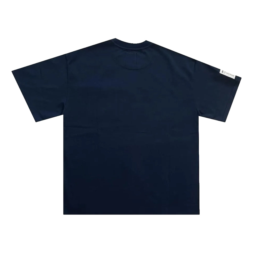 OLDISM OLD/SM® Oversized Embroidered Label Pocket T-Shirt - Navy Blue | Casual Streetwear for Men & Women | Perfect for Everyday Wear & Urban Fashion