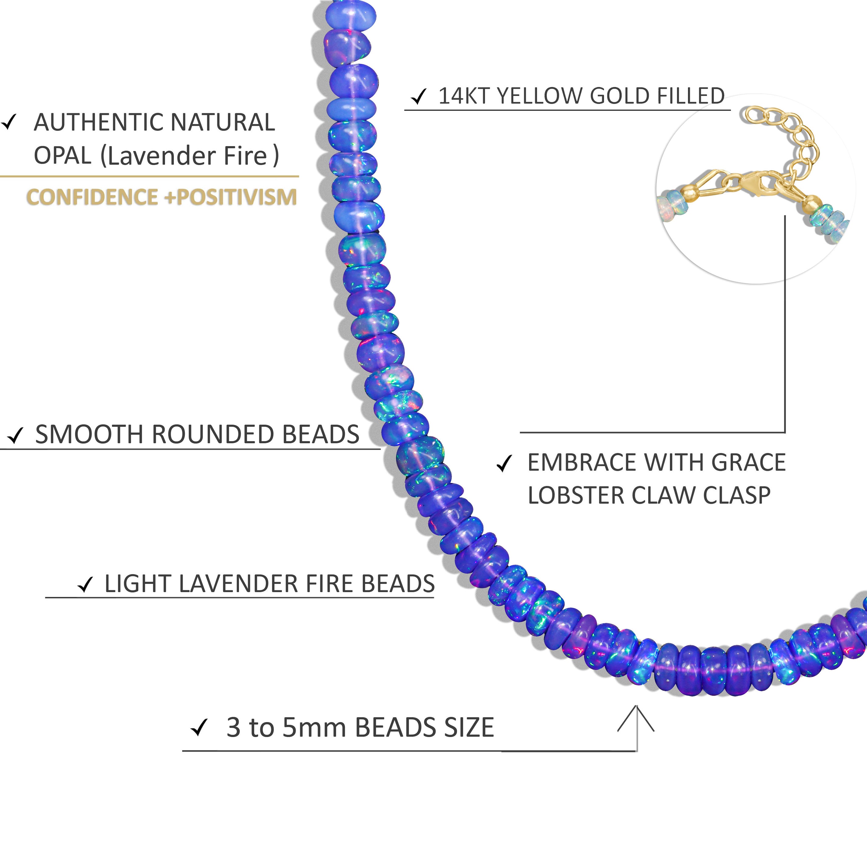 Natural Lavender Opal Beaded Necklace for Women - Elegant Bohemian Jewelry Gift for Birthday, Anniversary & Special Occasions
