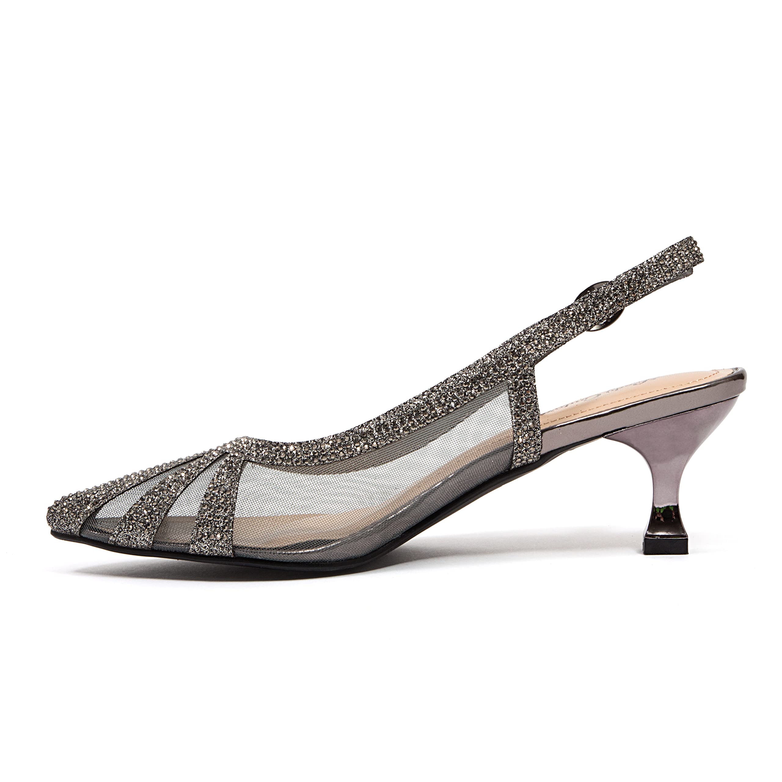 Ninety Union Macy Rhinestone Trimmed Sling Back Heels - Elegant Women's Dress Shoes for Parties, Weddings & Special Occasions