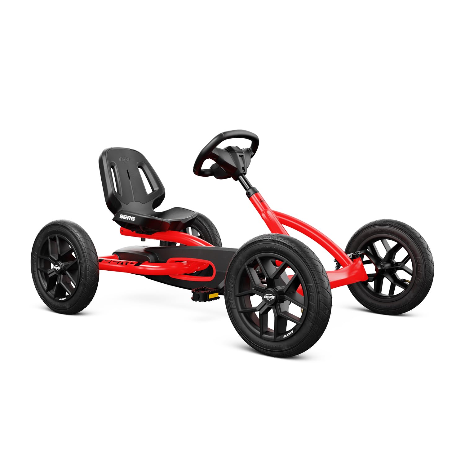 Berg Toys Buddy Redster Pedal Go Kart for Kids Ages 3-8 | Adjustable Seat BFR System | Outdoor Ride-On Toy | Perfect for Backyard Play, Birthday Gifts & Family Fun (Red)