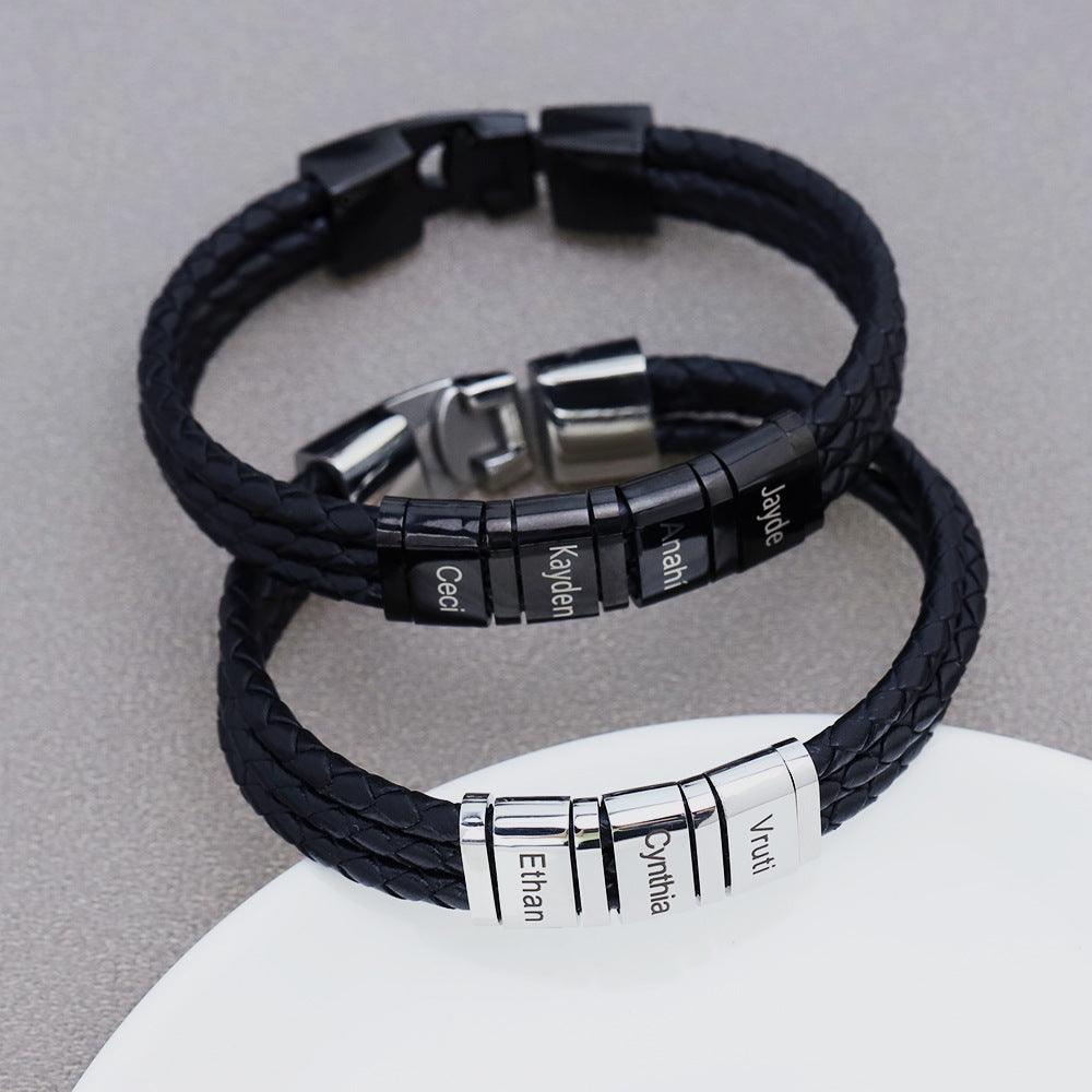Stainless Steel Leather Woven Bracelet for Men & Women - Durable Adjustable Unisex Wristband for Casual Wear, Outdoor Activities & Fashion Accessories